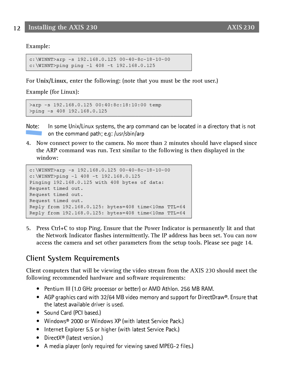 Axis Communications 2 user manual Client System Requirements 