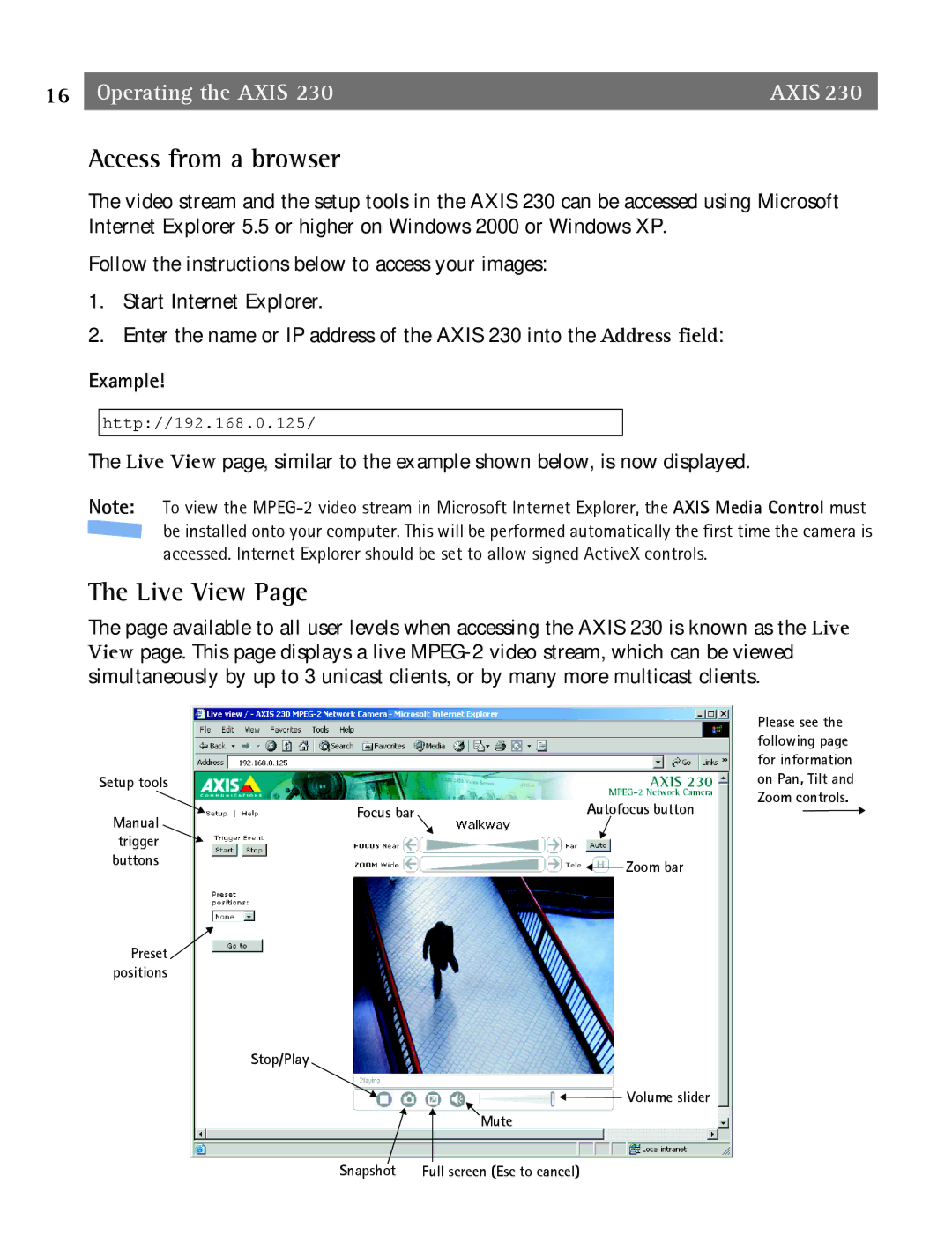 Axis Communications 2 user manual Access from a browser, Live View, Setup tools, Focus bar Autofocus button 