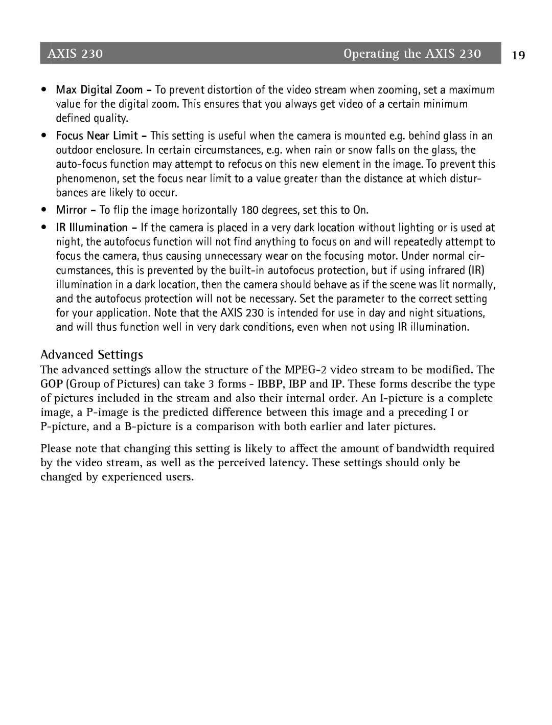 Axis Communications 2 user manual Advanced Settings 