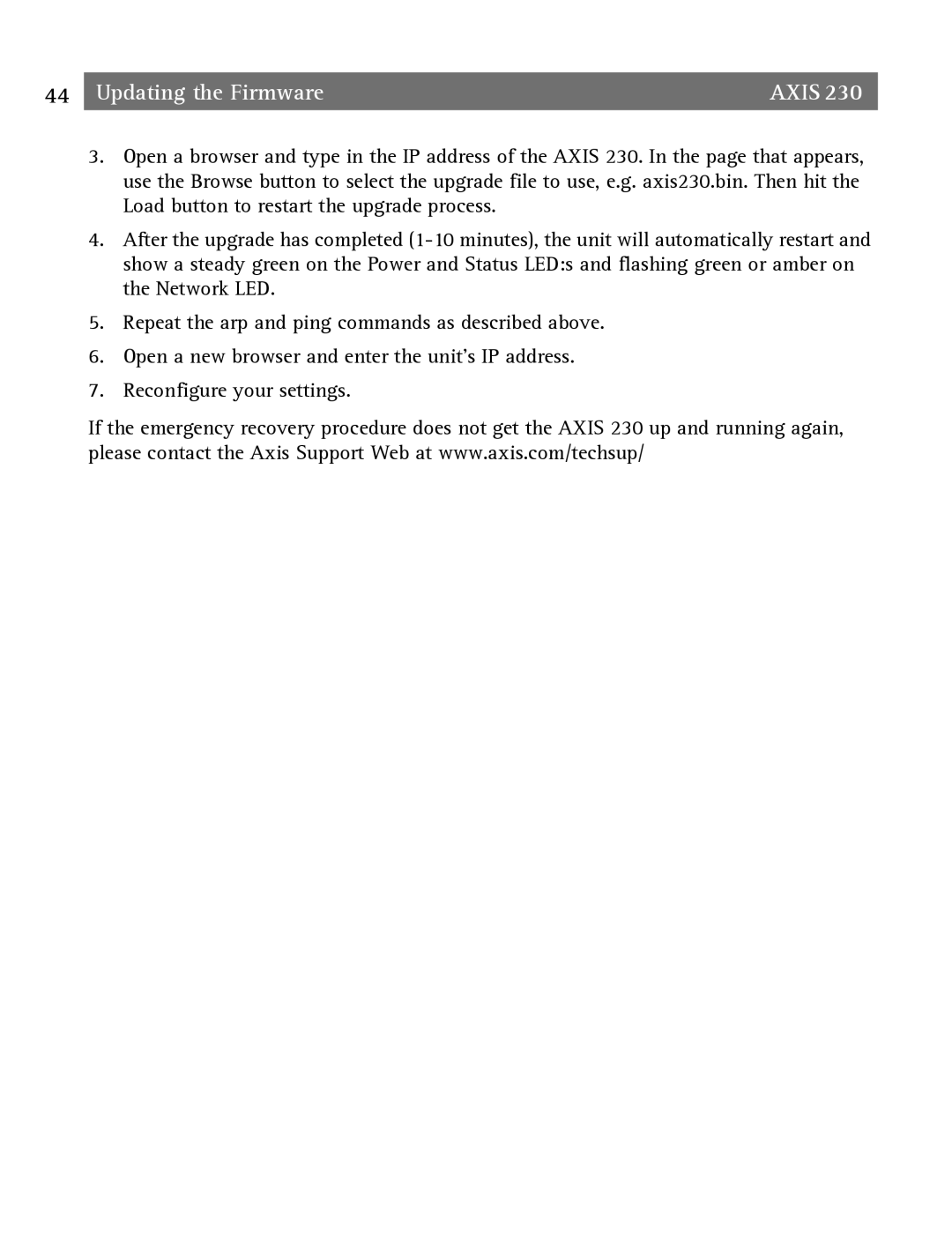 Axis Communications 2 user manual Updating the Firmware Axis 