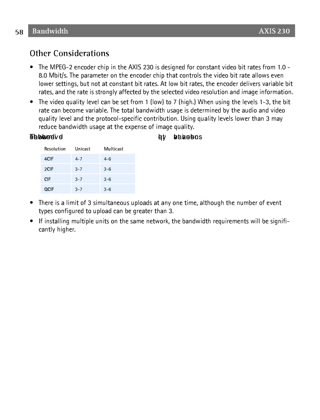 Axis Communications 2 user manual Other Considerations, Unicast Multicast 