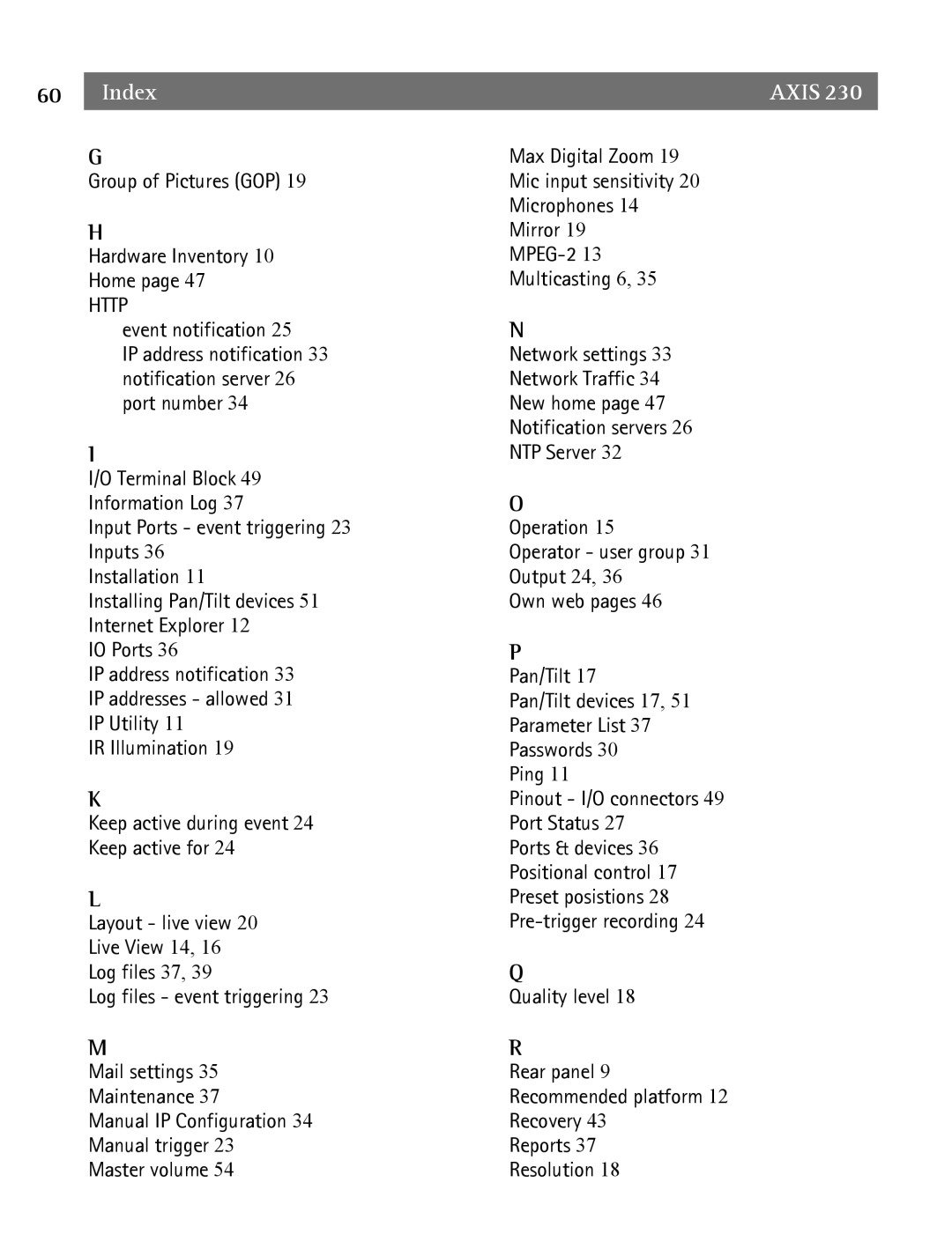 Axis Communications 2 user manual Index Axis 