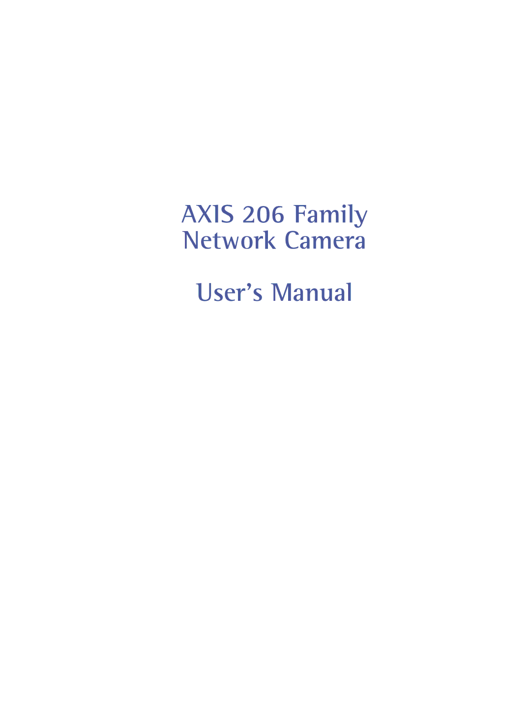 Axis Communications 206 user manual User’s Manual 