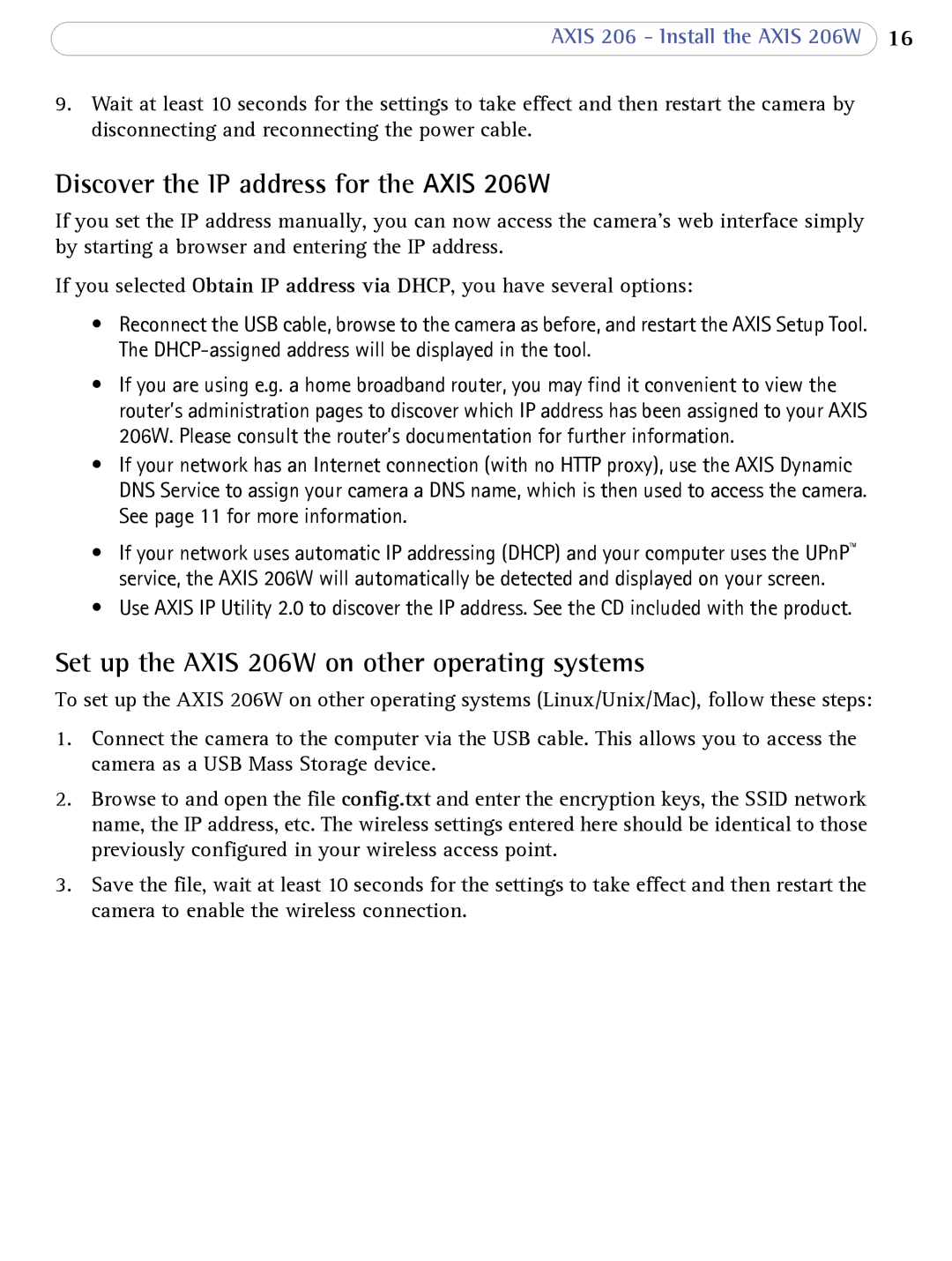 Axis Communications Discover the IP address for the Axis 206W, Set up the Axis 206W on other operating systems 