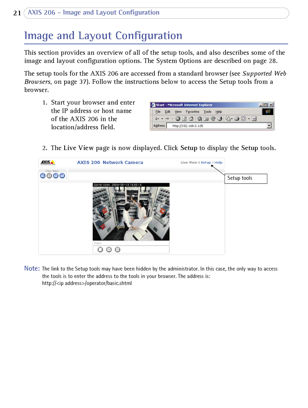 Axis Communications 206 user manual Image and Layout Configuration 