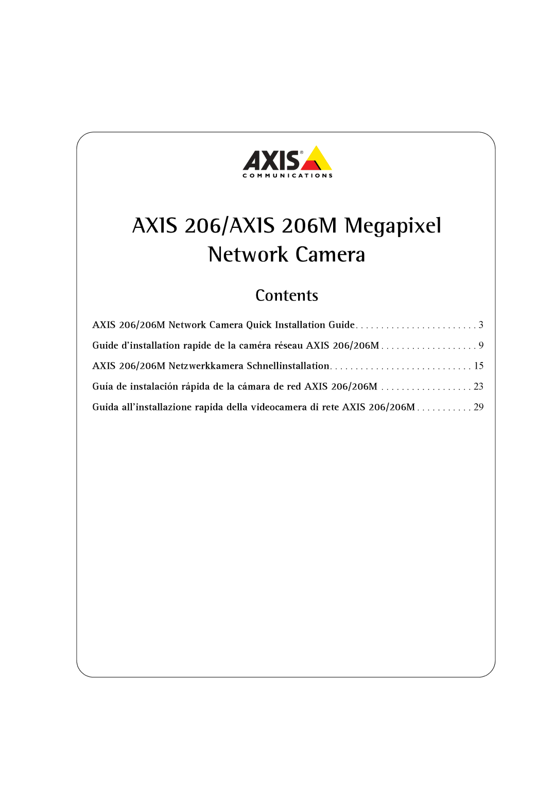 Axis Communications manual Axis 206/AXIS 206M Megapixel Network Camera, Contents 