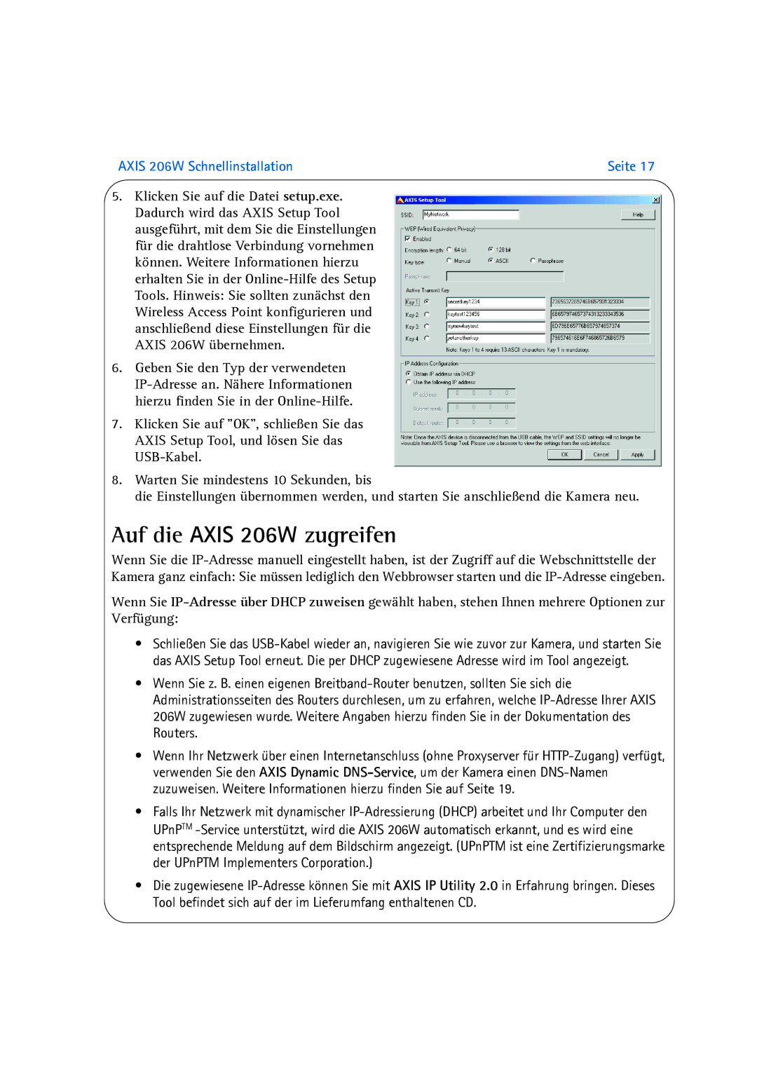 Axis Communications manual Auf die Axis 206W zugreifen 