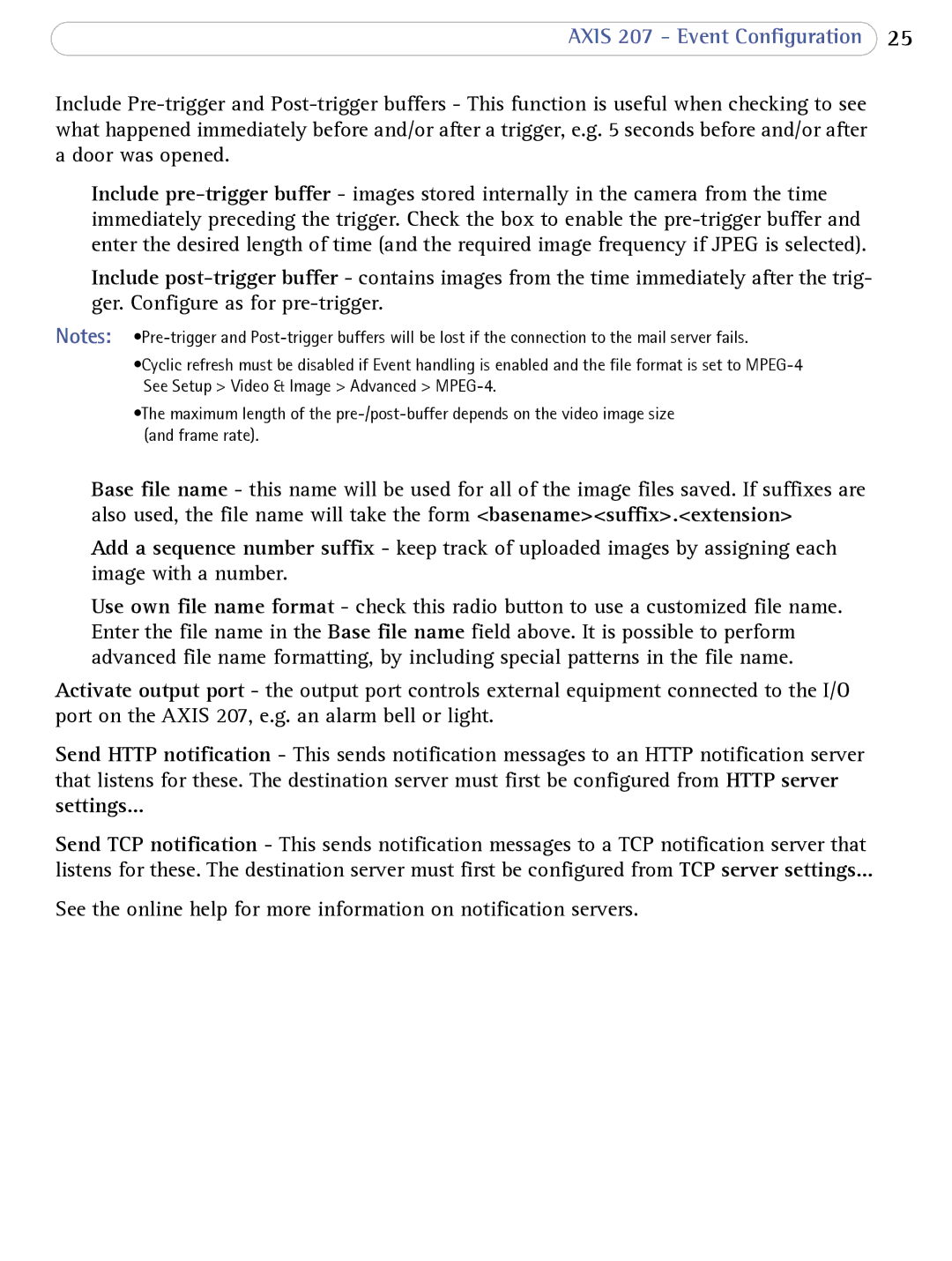 Axis Communications user manual Axis 207 Event Configuration 