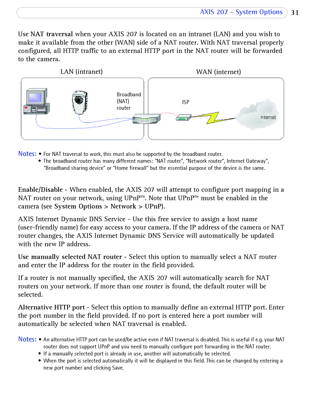 Axis Communications 207 user manual WAN internet 