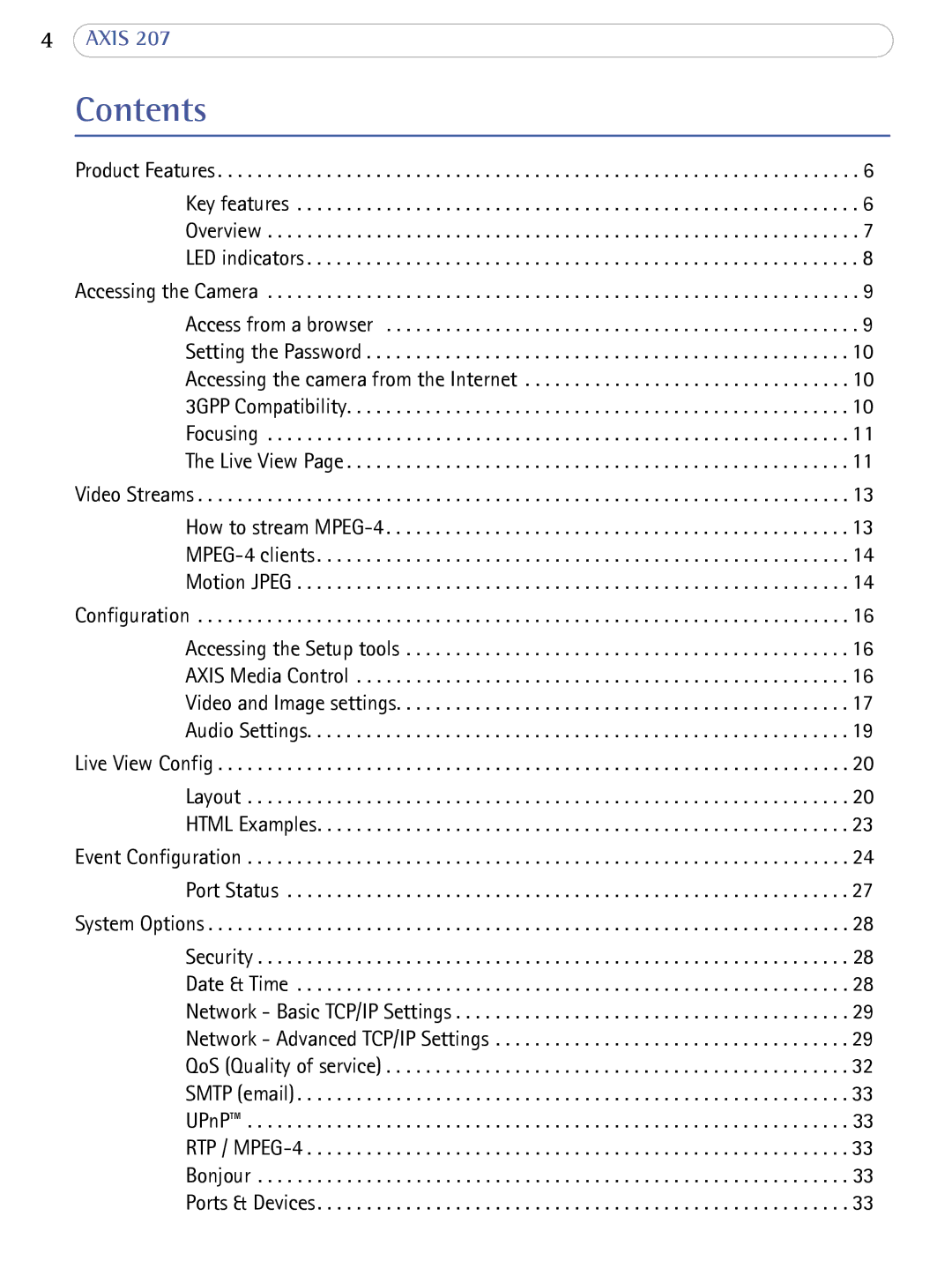 Axis Communications 207 user manual Contents 