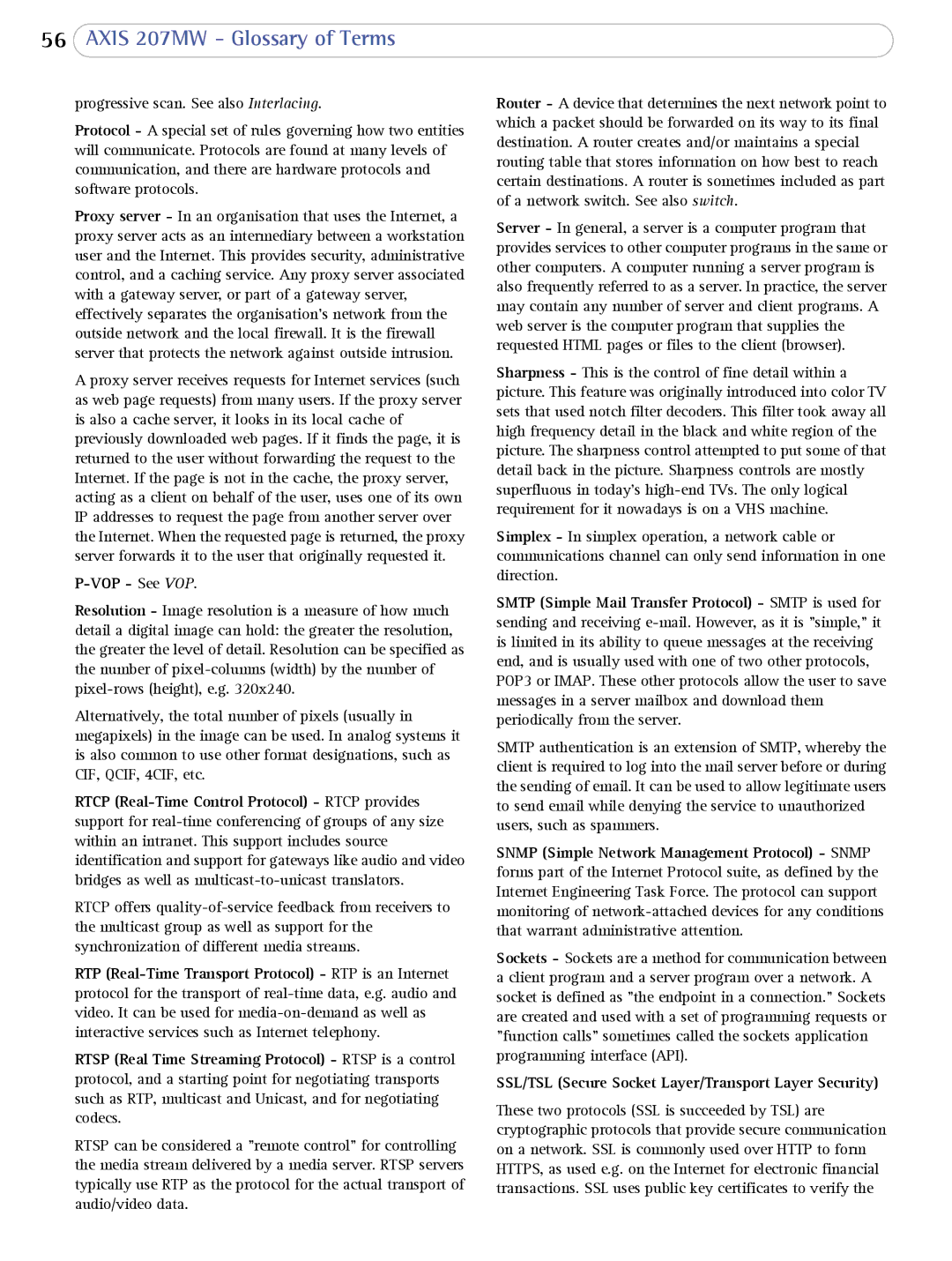 Axis Communications 207MW user manual SSL/TSL Secure Socket Layer/Transport Layer Security 