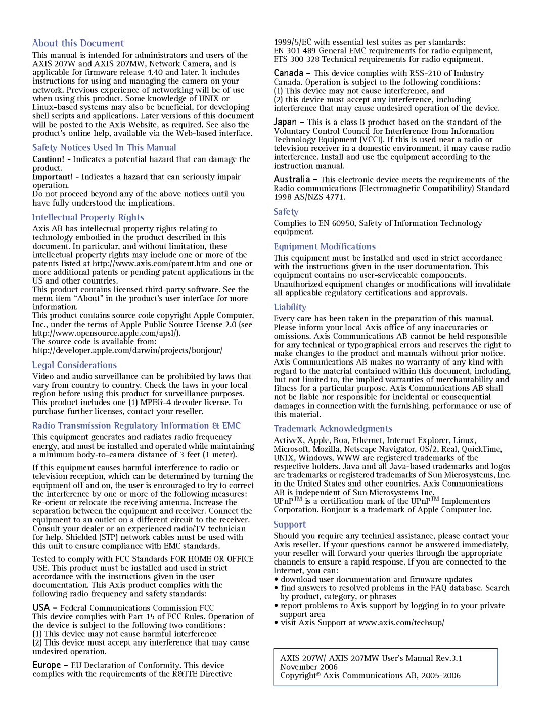 Axis Communications 207W user manual About this Document 