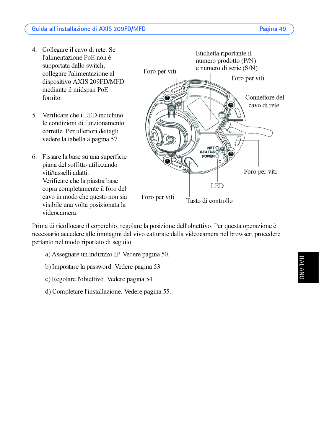 Axis Communications 209MFD, 209FD manual Led 