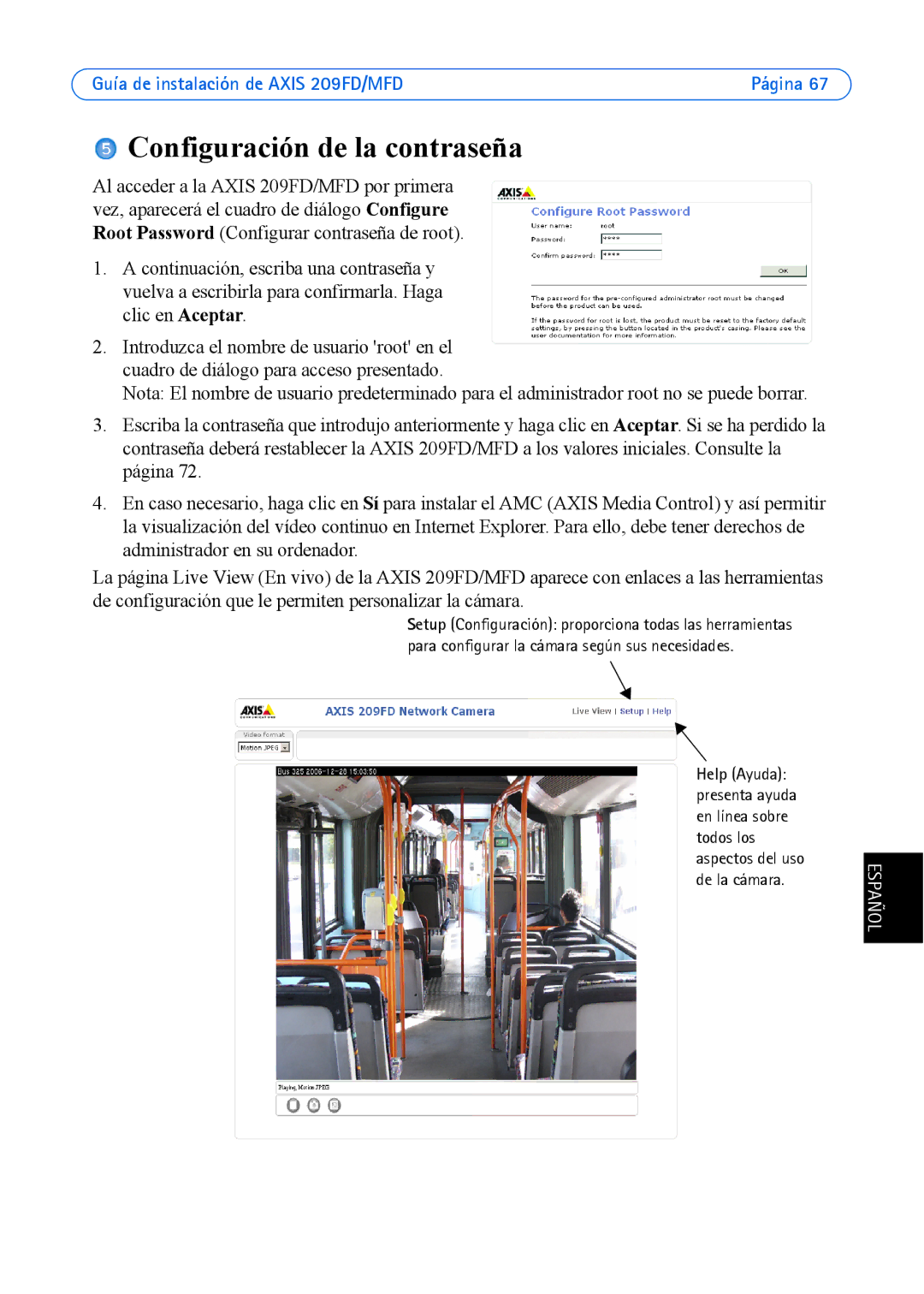 Axis Communications 209MFD, 209FD manual Configuración de la contraseña 