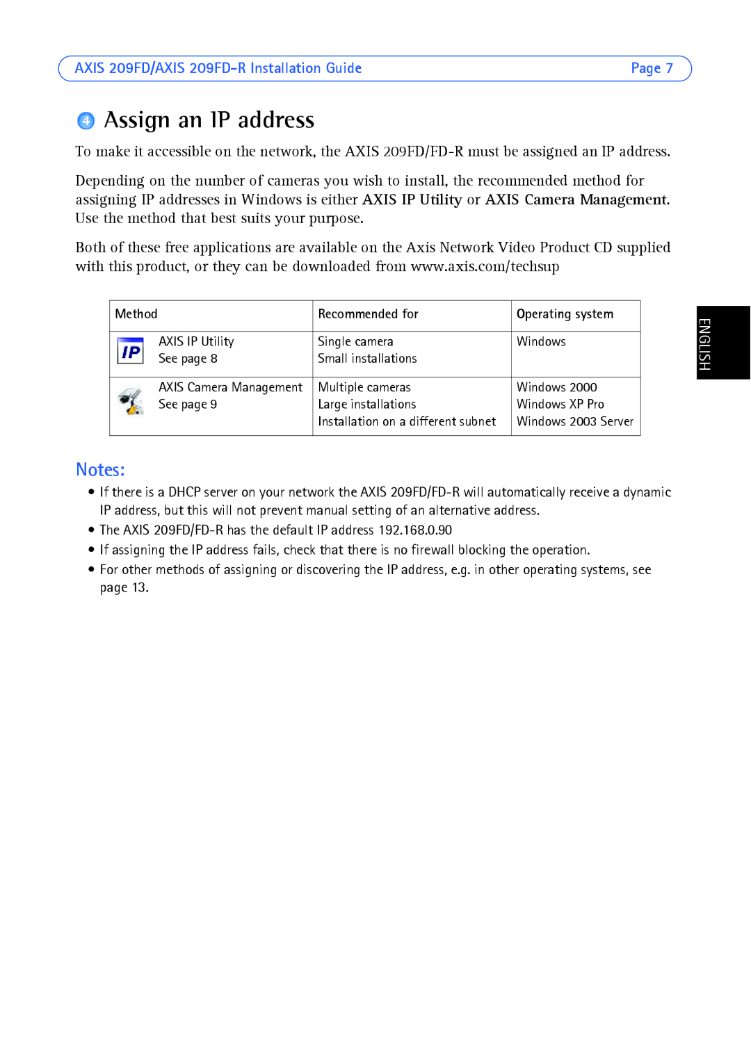 Axis Communications 209FD/FD-R manual Assign an IP address, Method Recommended for 