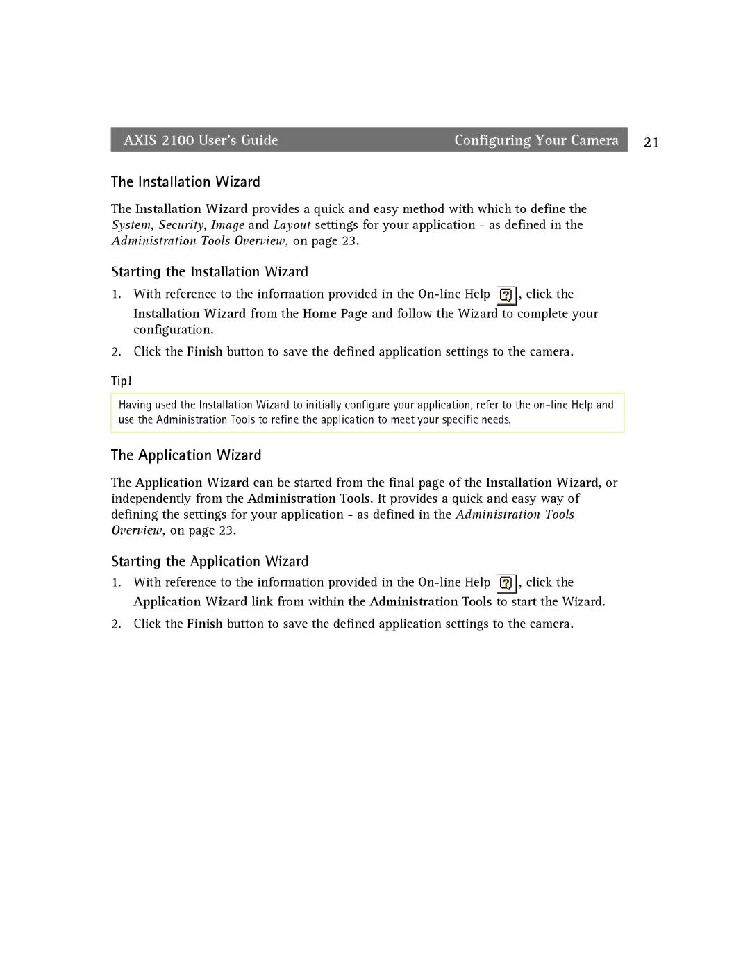Axis Communications 2100 manual 