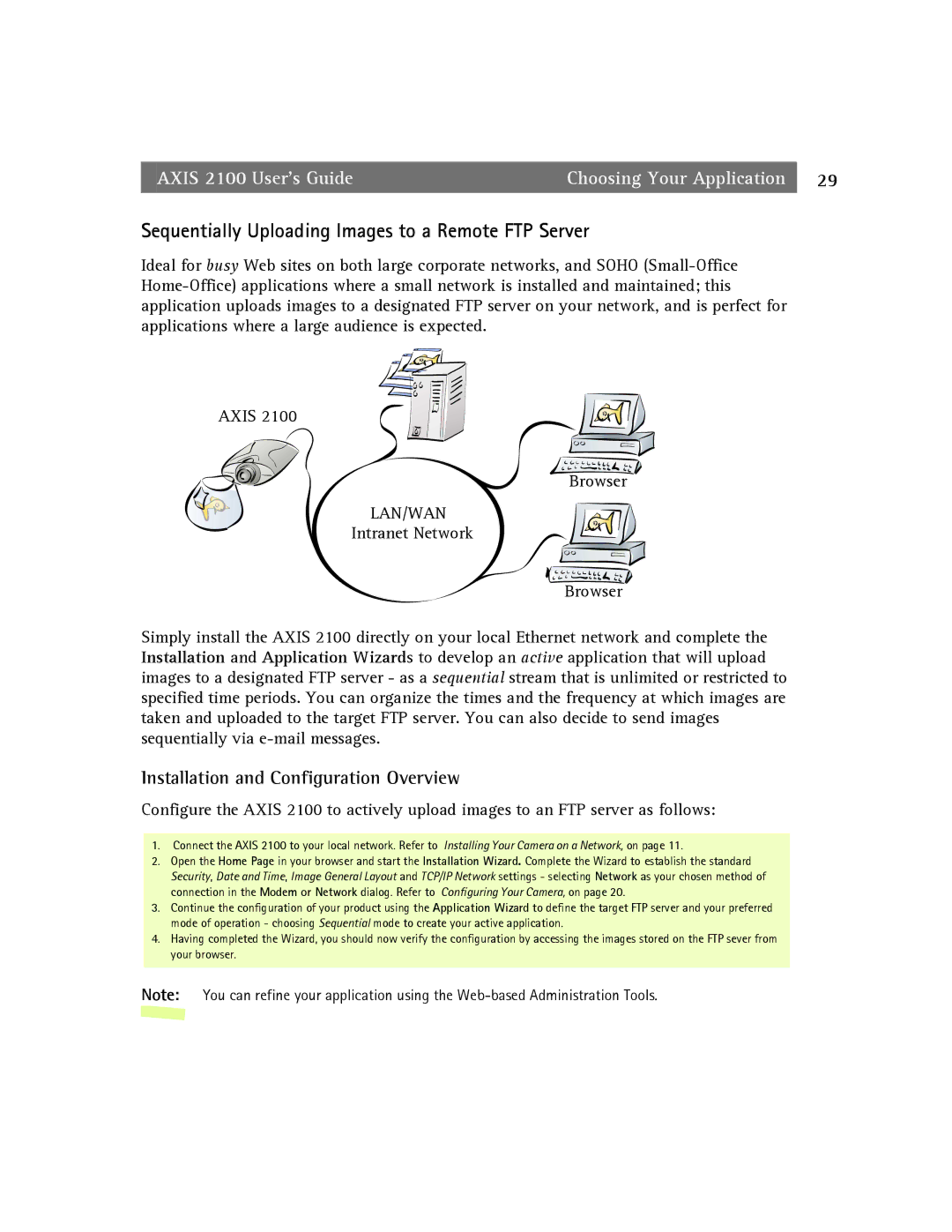 Axis Communications 2100 manual Sequentially Uploading Images to a Remote FTP Server 