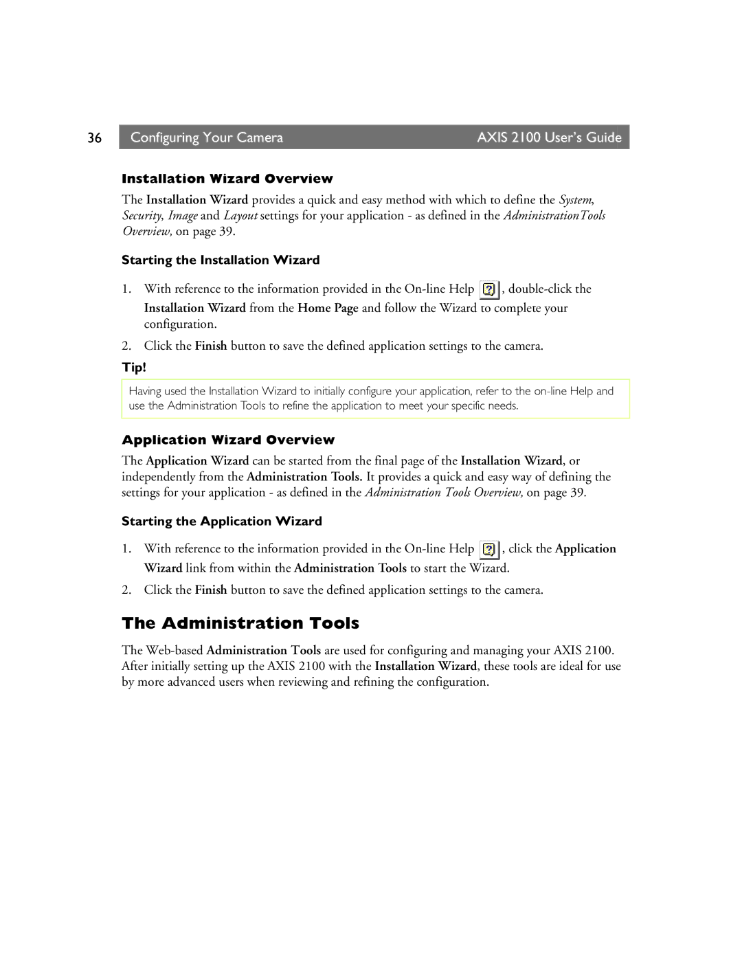 Axis Communications 2100 manual Administration Tools 