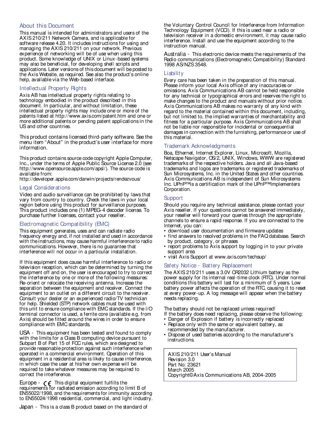 Axis Communications 210/211 user manual About this Document 