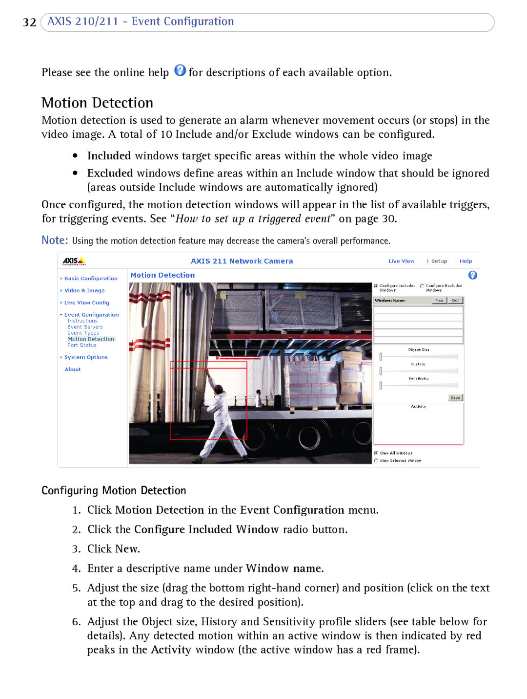 Axis Communications AXIS 210/211 Network Cameras user manual Motion Detection 