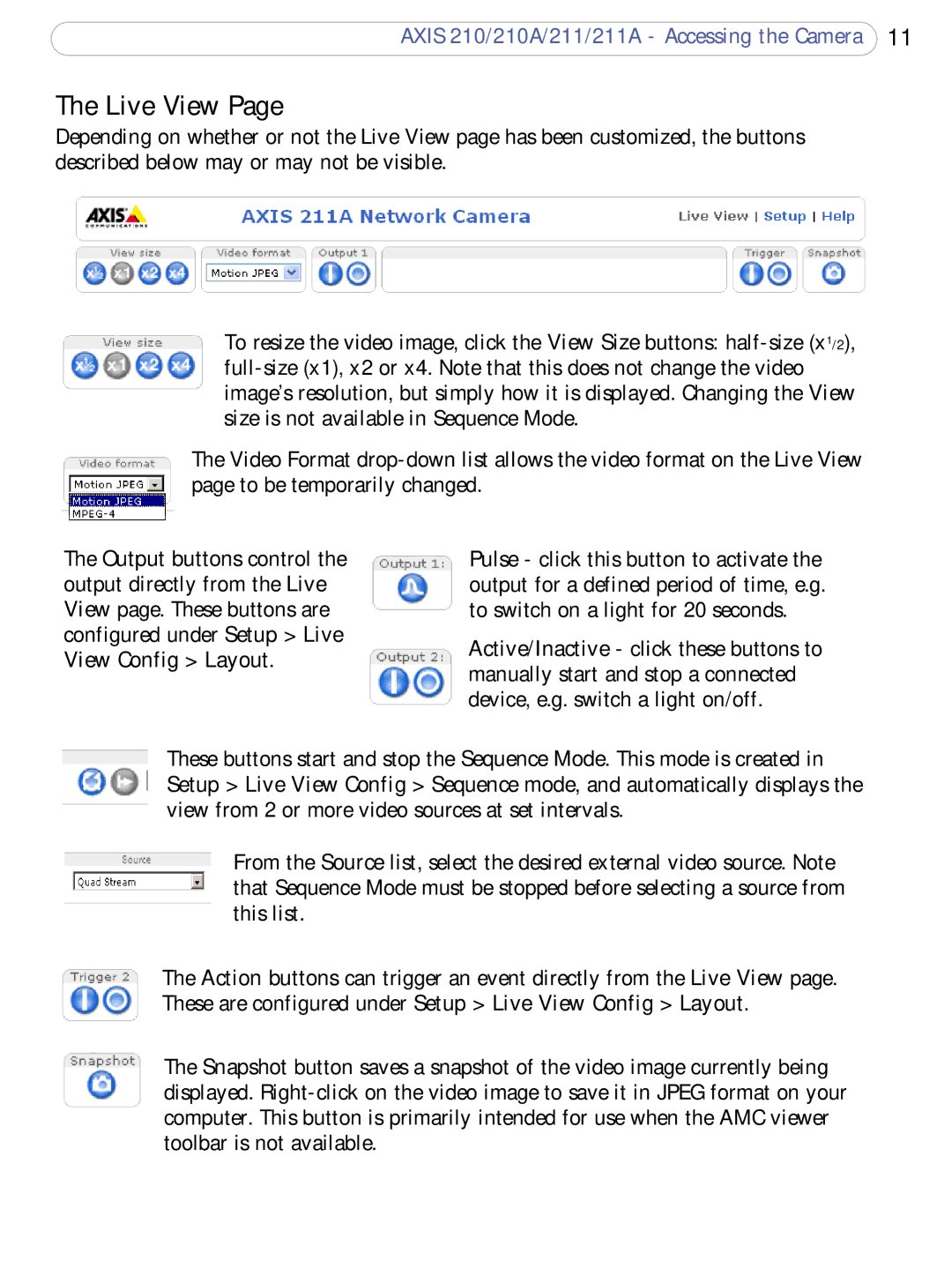 Axis Communications 210A, 211a user manual Live View 