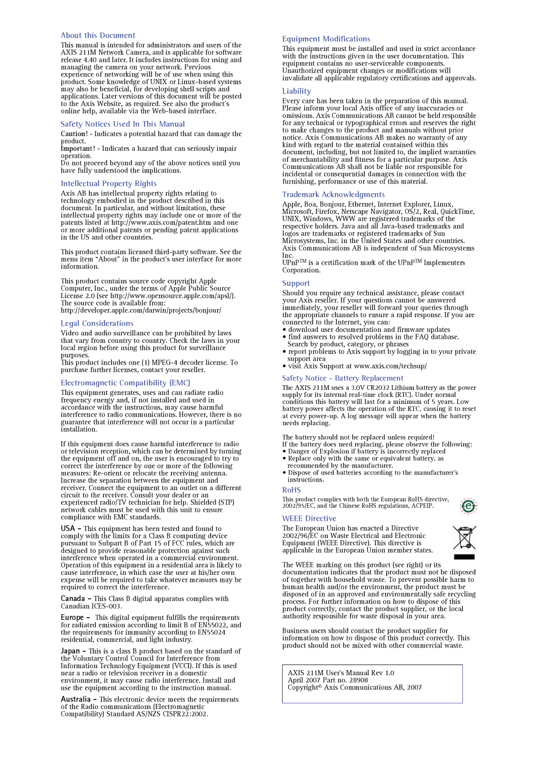 Axis Communications 211M user manual About this Document 