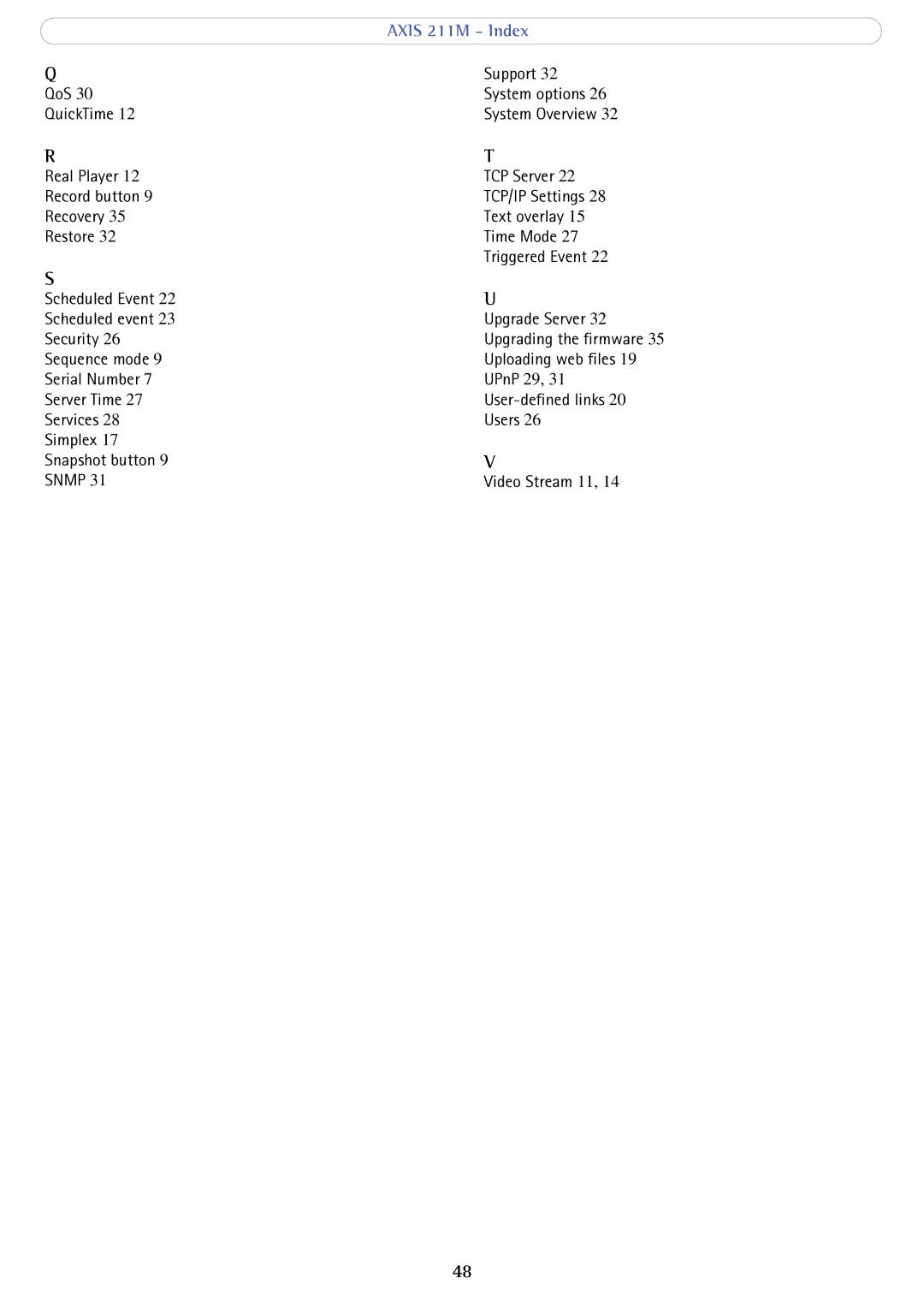 Axis Communications 211M user manual Snmp 