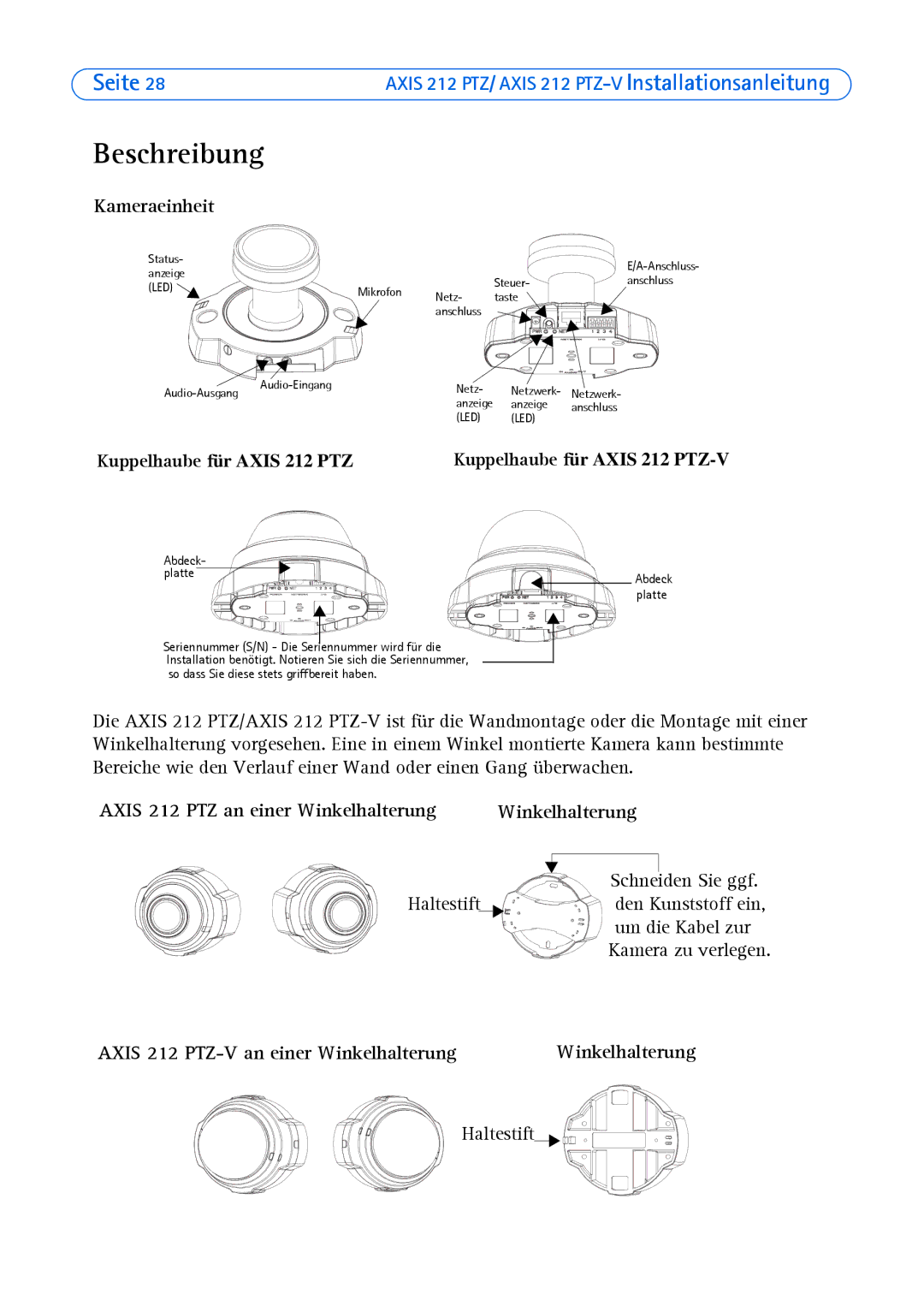 Axis Communications 212 PTZ-V manual Beschreibung 