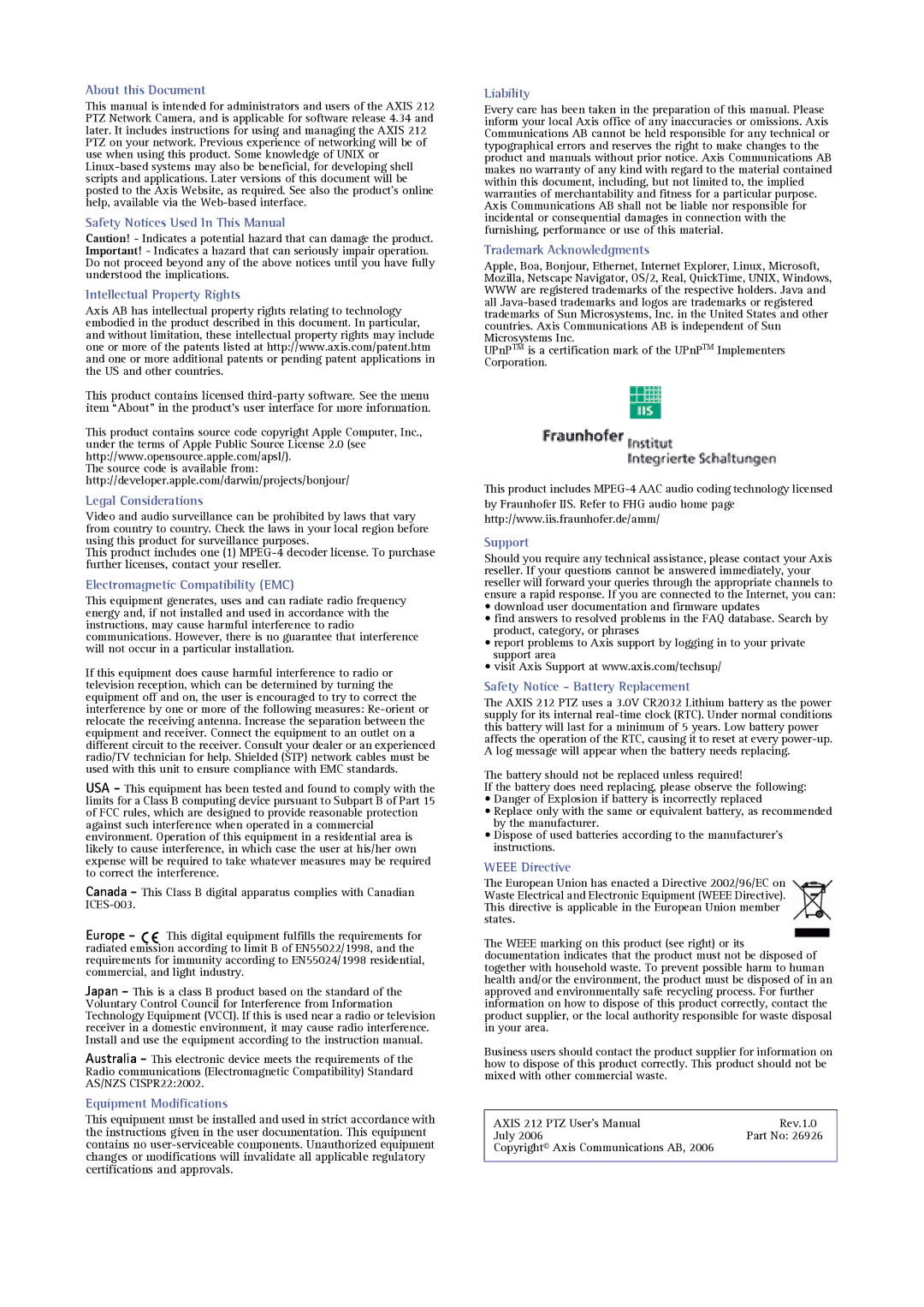 Axis Communications 212 PTZ user manual About this Document 