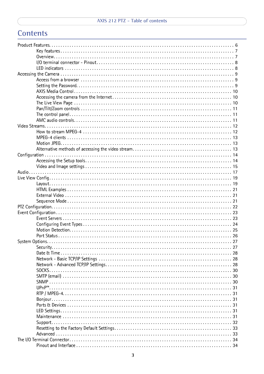 Axis Communications 212 PTZ user manual Contents 