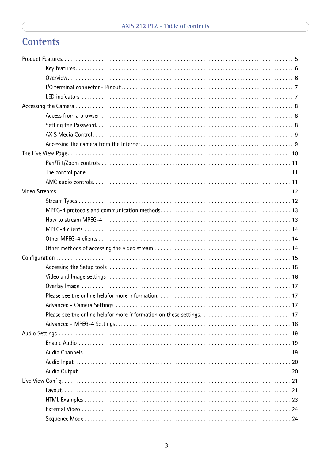 Axis Communications 212 PTZ user manual Contents 