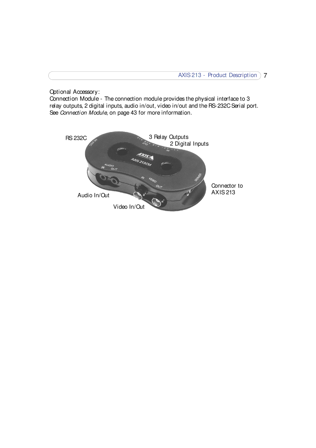 Axis Communications 213 PTZ user manual Optional Accessory 