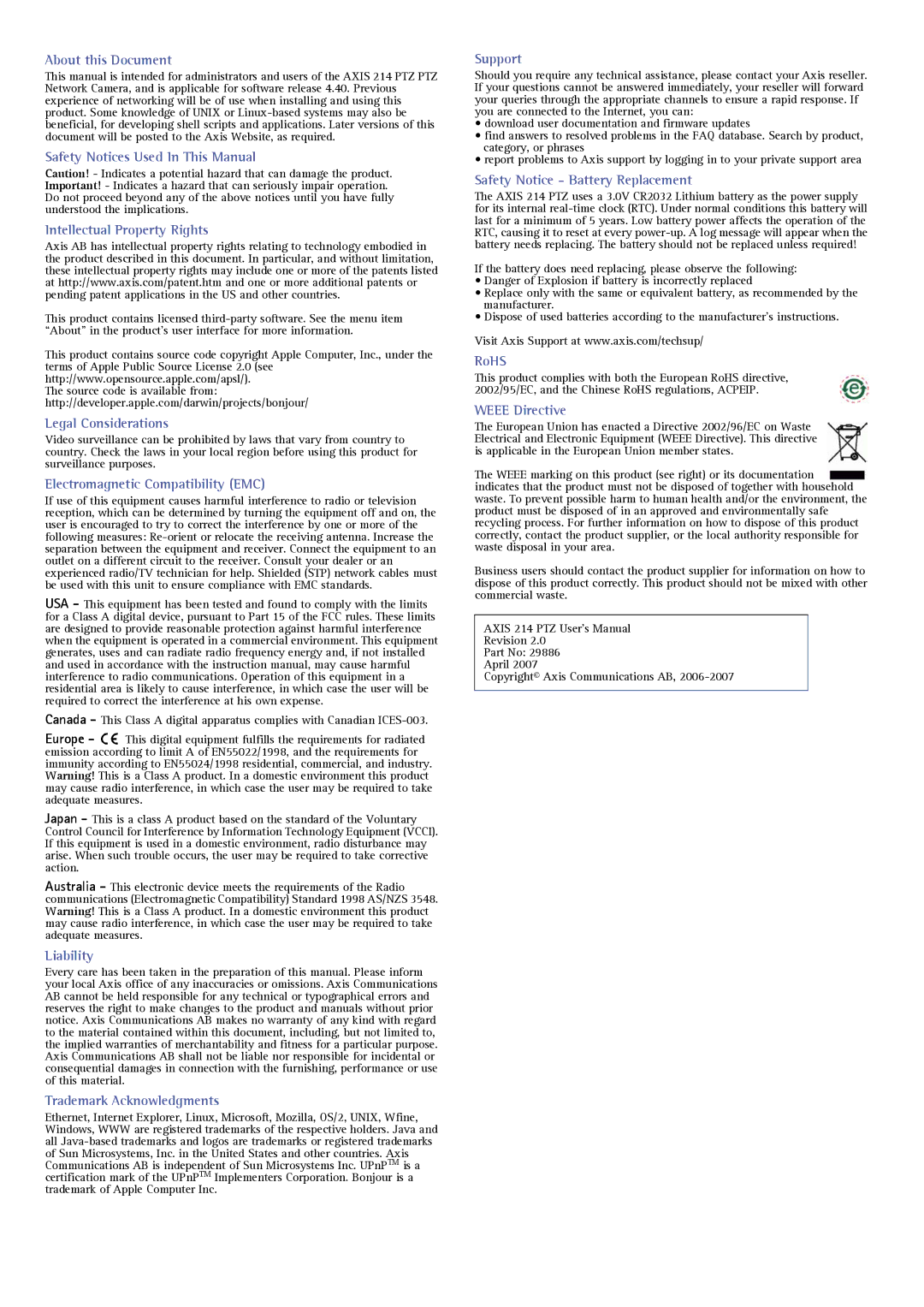 Axis Communications 214 PTZ user manual About this Document 