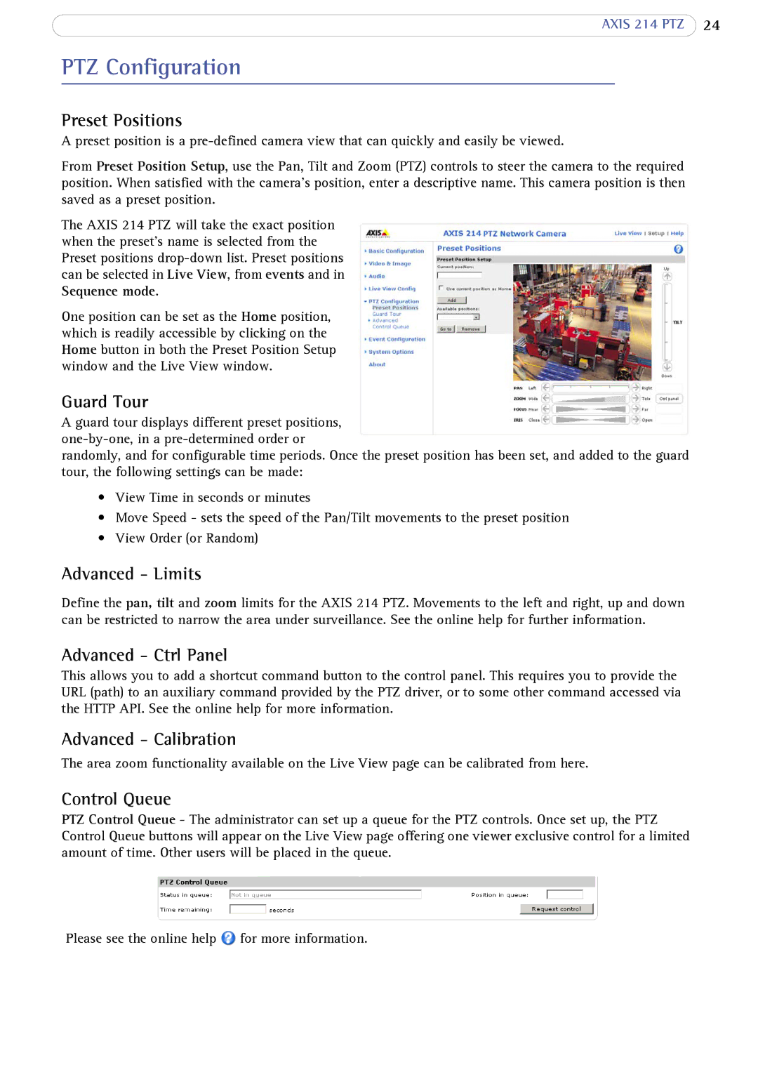 Axis Communications 214 PTZ user manual PTZ Configuration 