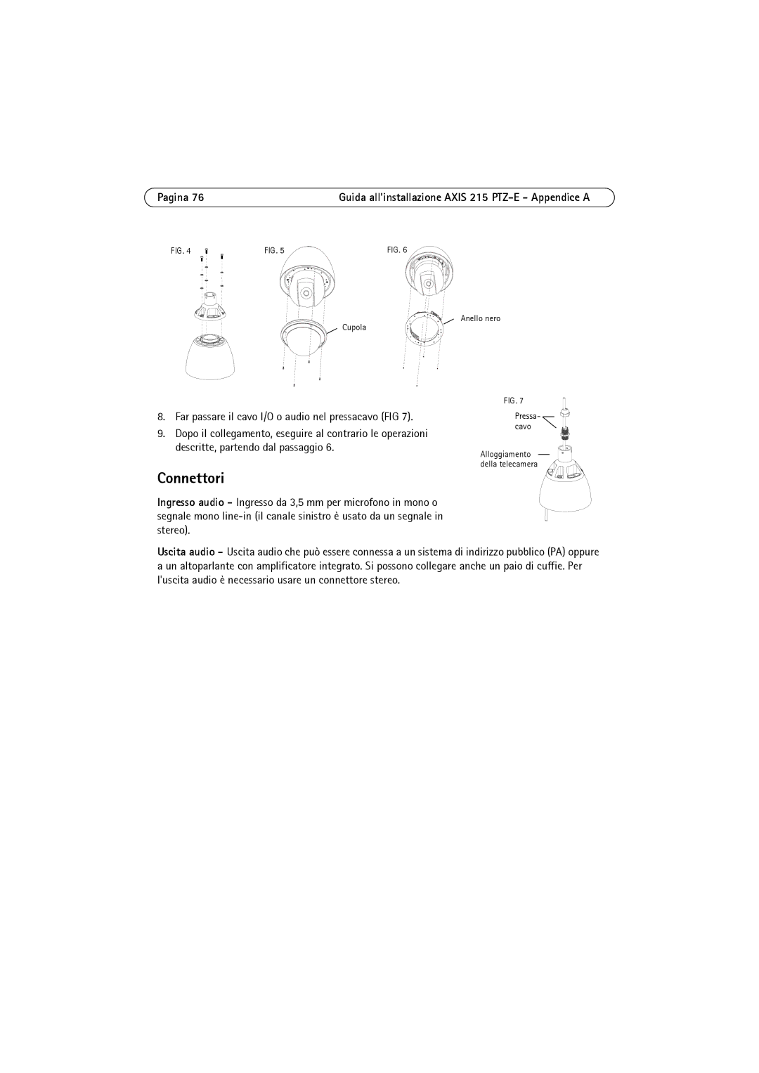 Axis Communications 215 PTZ-E manual Connettori, Pagina 