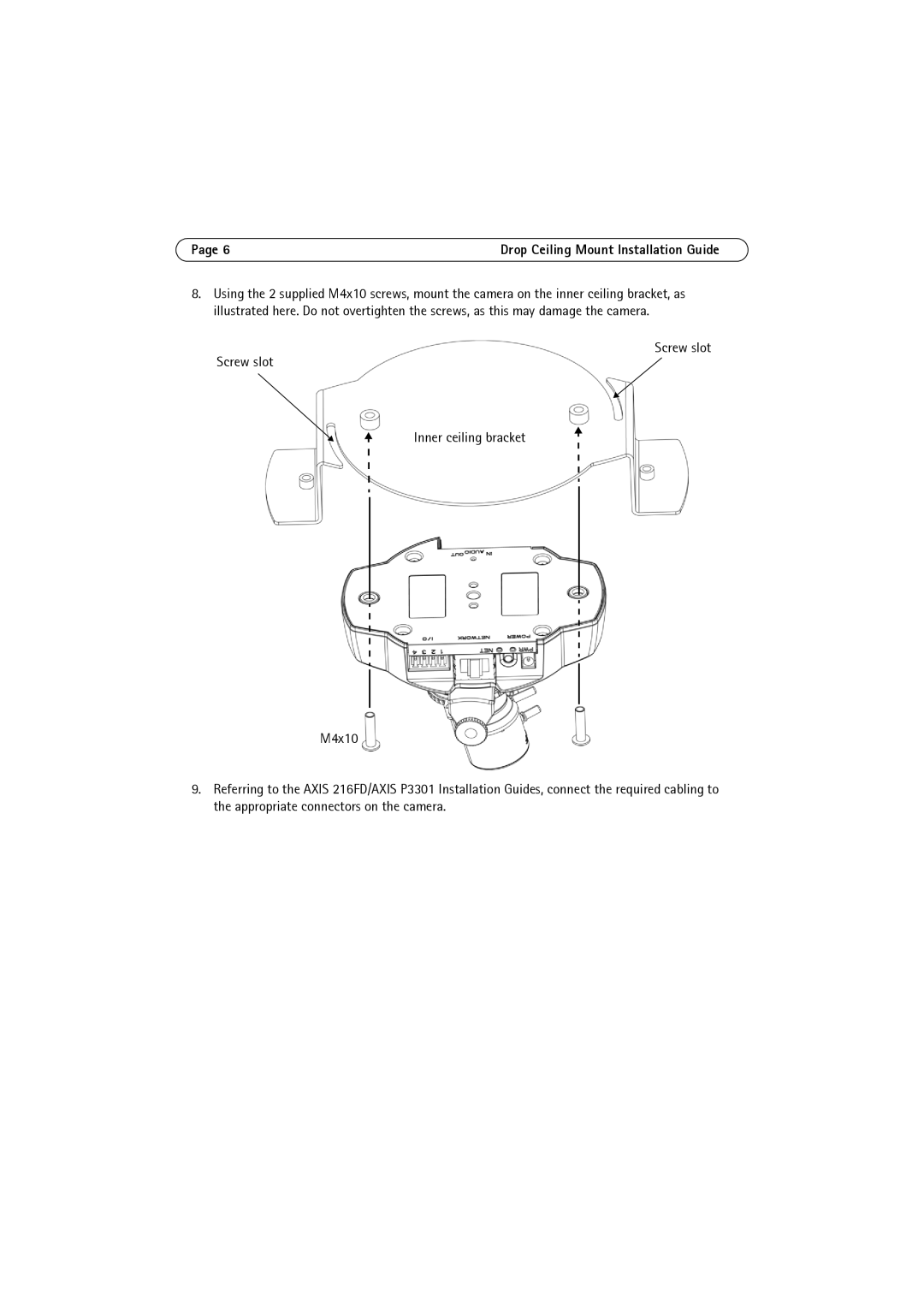 Axis Communications 216FD, P3301 manual Drop Ceiling Mount Installation Guide 