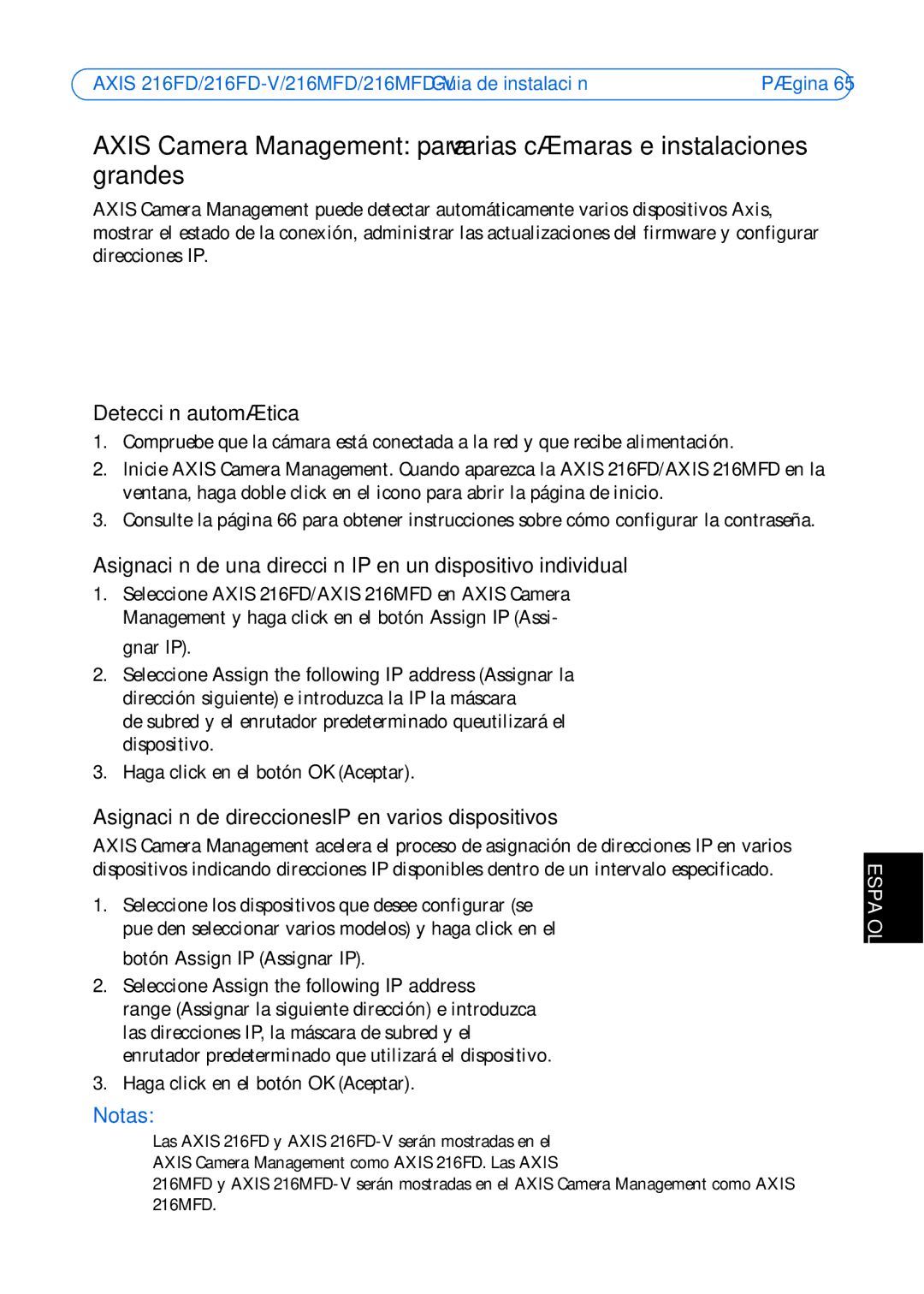 Axis Communications 216FD-V, 216MFD-V manual Asignación de una dirección IP en un dispositivo individual 