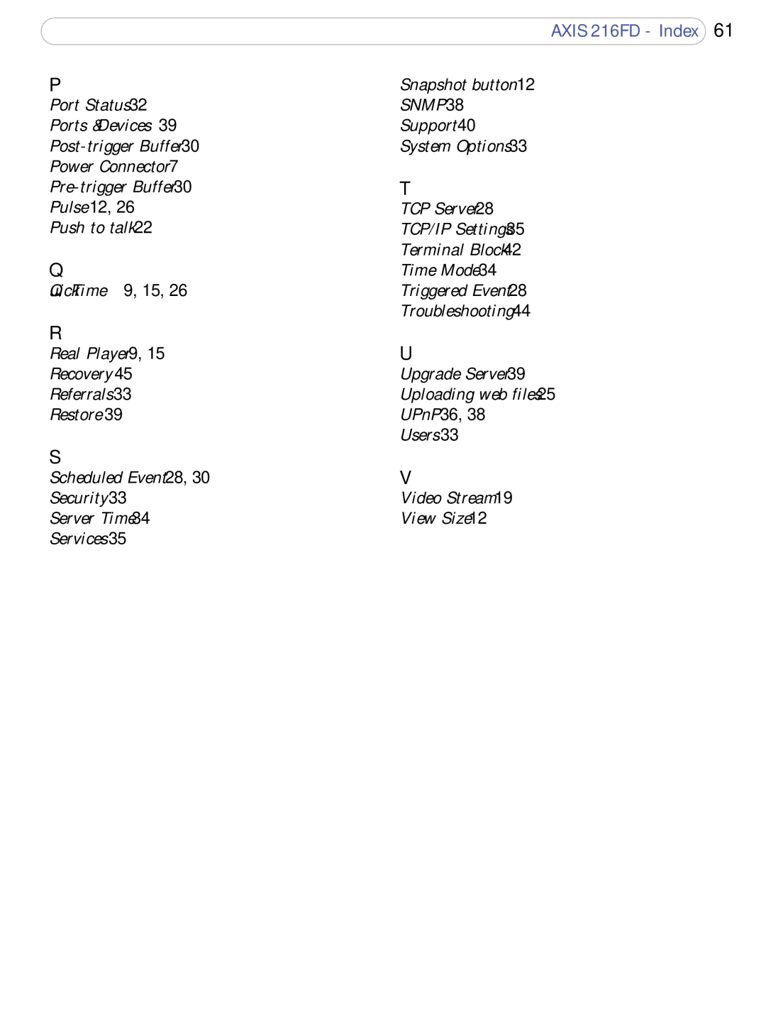 Axis Communications 216FD user manual Snmp 