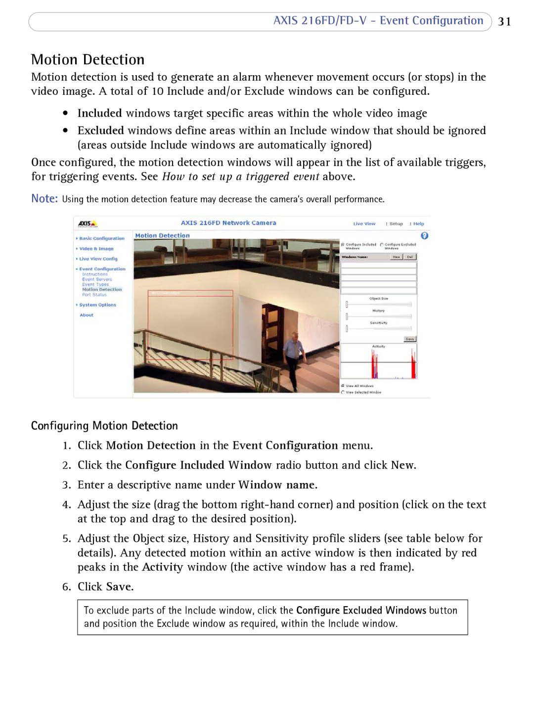 Axis Communications 216FD/FD-V user manual Motion Detection 