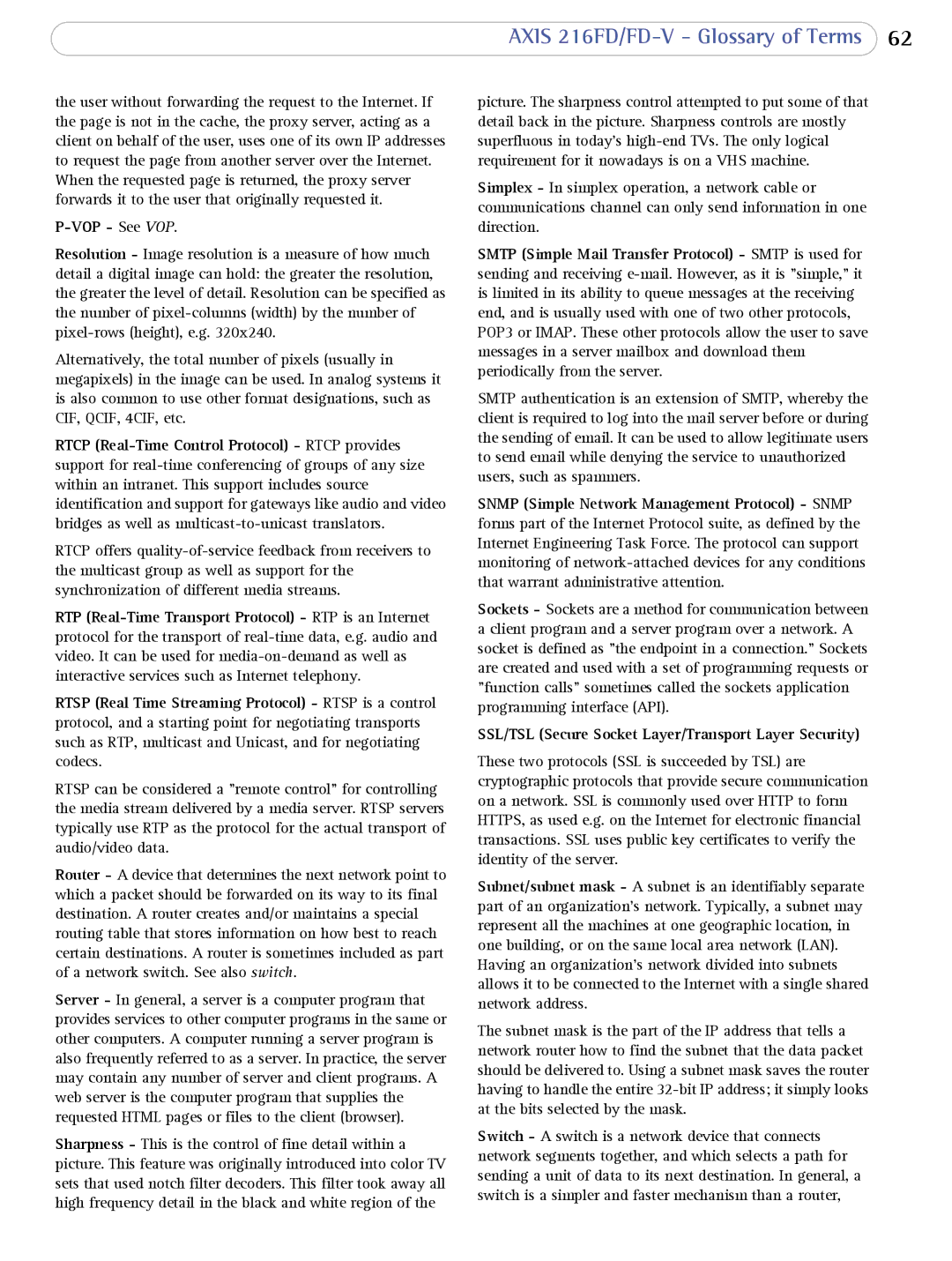 Axis Communications 216FD/FD-V user manual SSL/TSL Secure Socket Layer/Transport Layer Security 