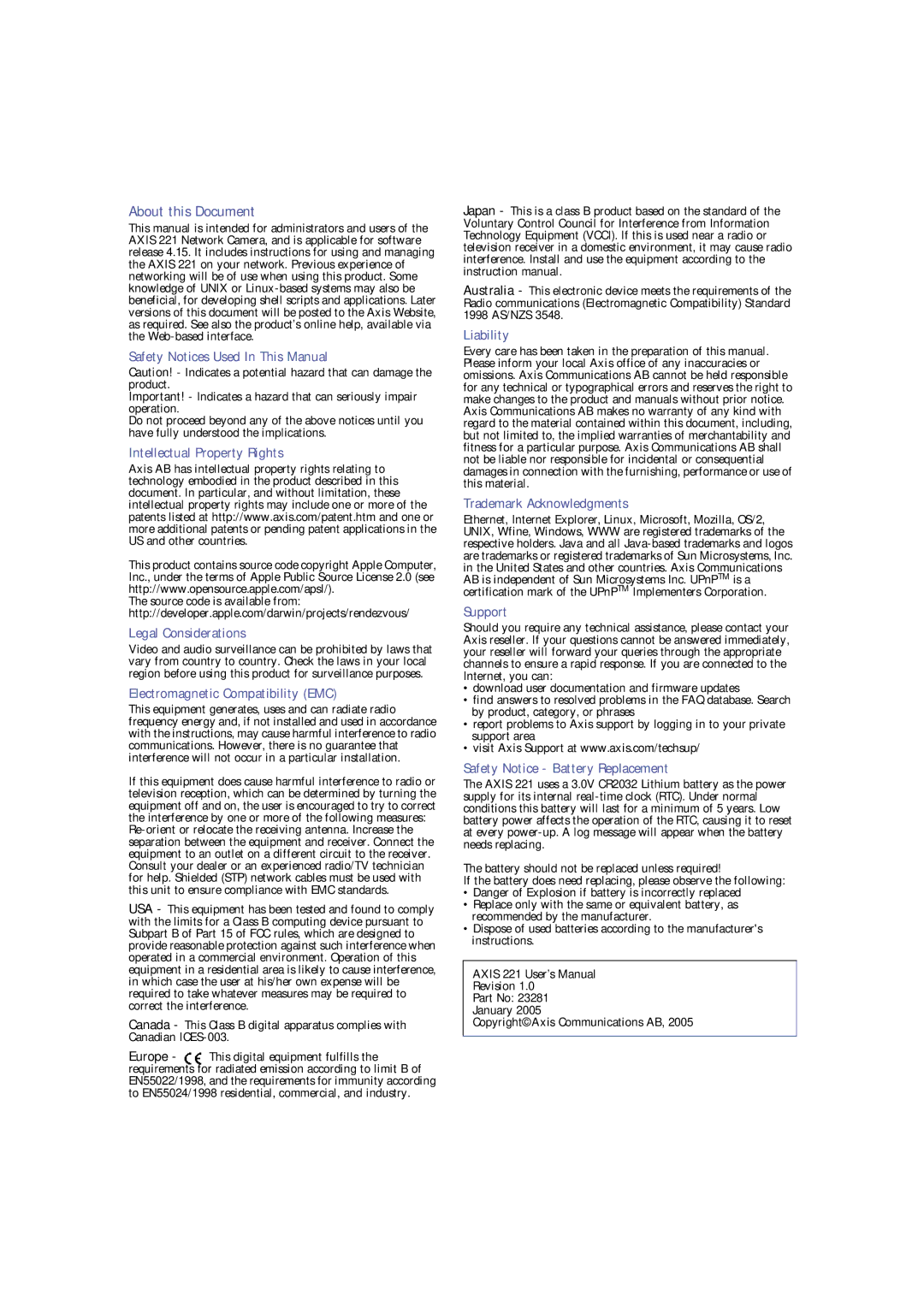 Axis Communications 221 user manual About this Document 