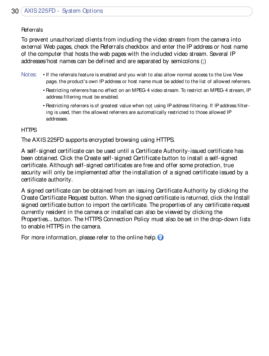 Axis Communications 225FD user manual Referrals, Https 