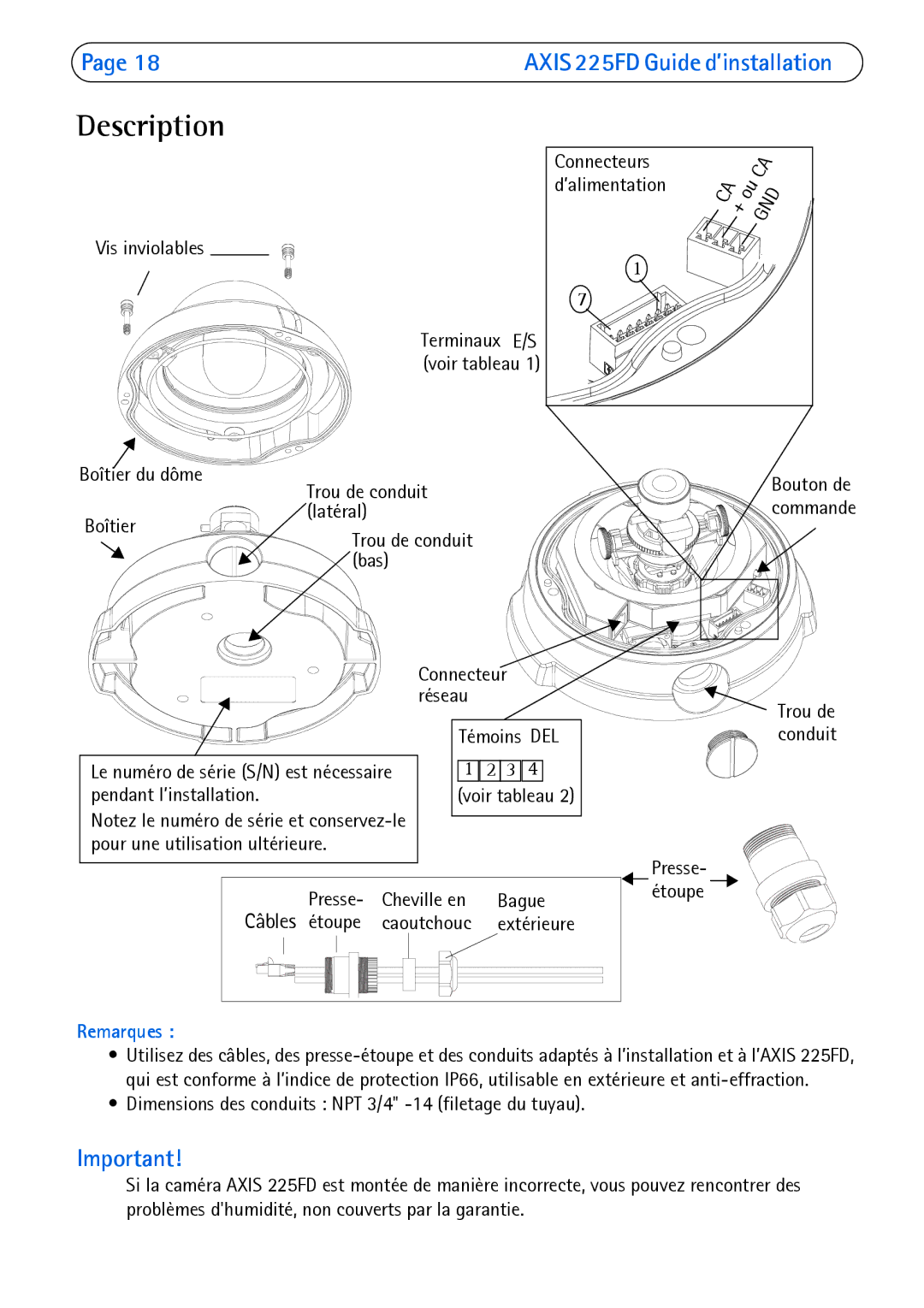 Axis Communications 225FD manual Description 