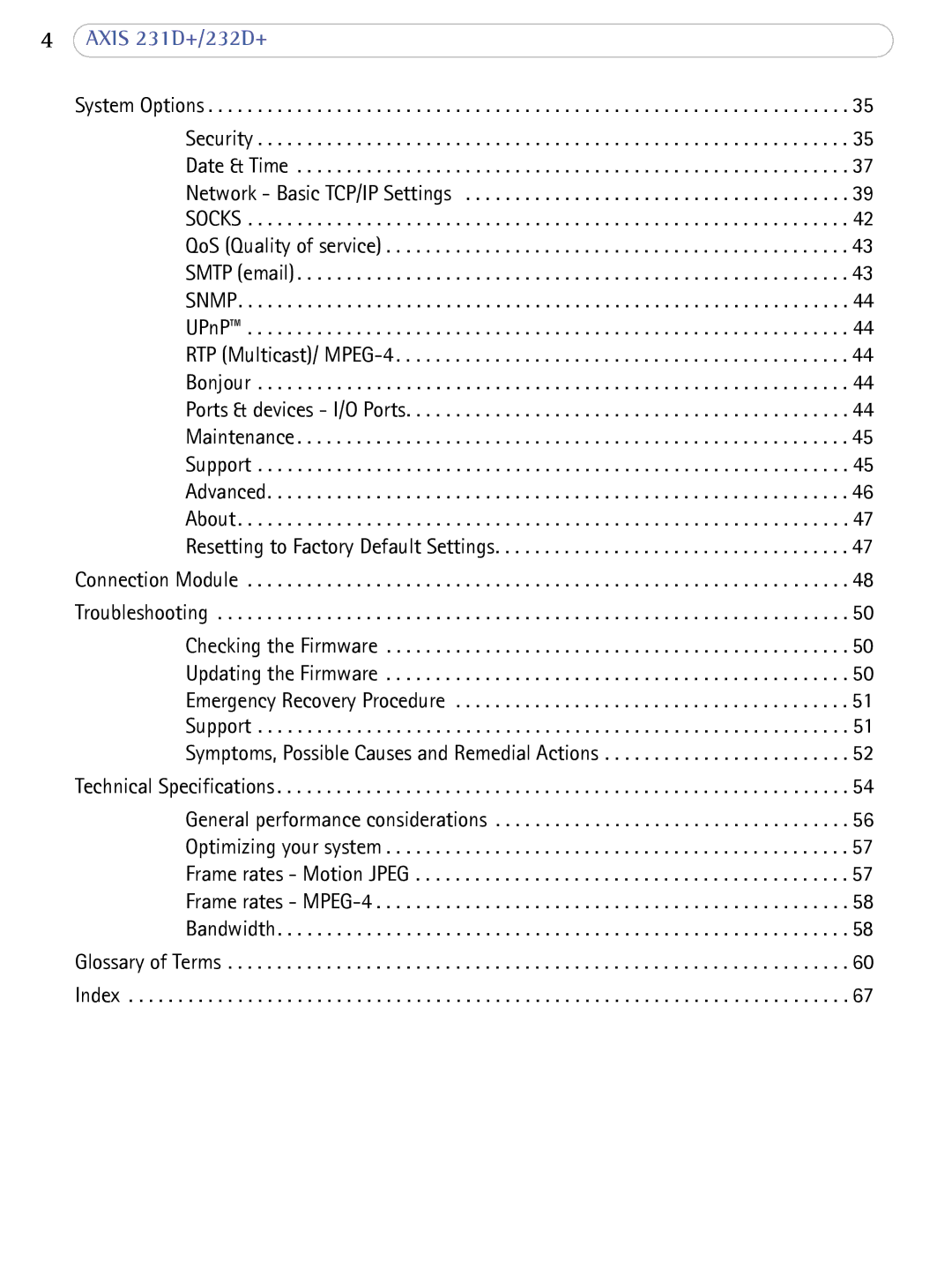 Axis Communications 232d+ user manual Axis 231D+/232D+ 