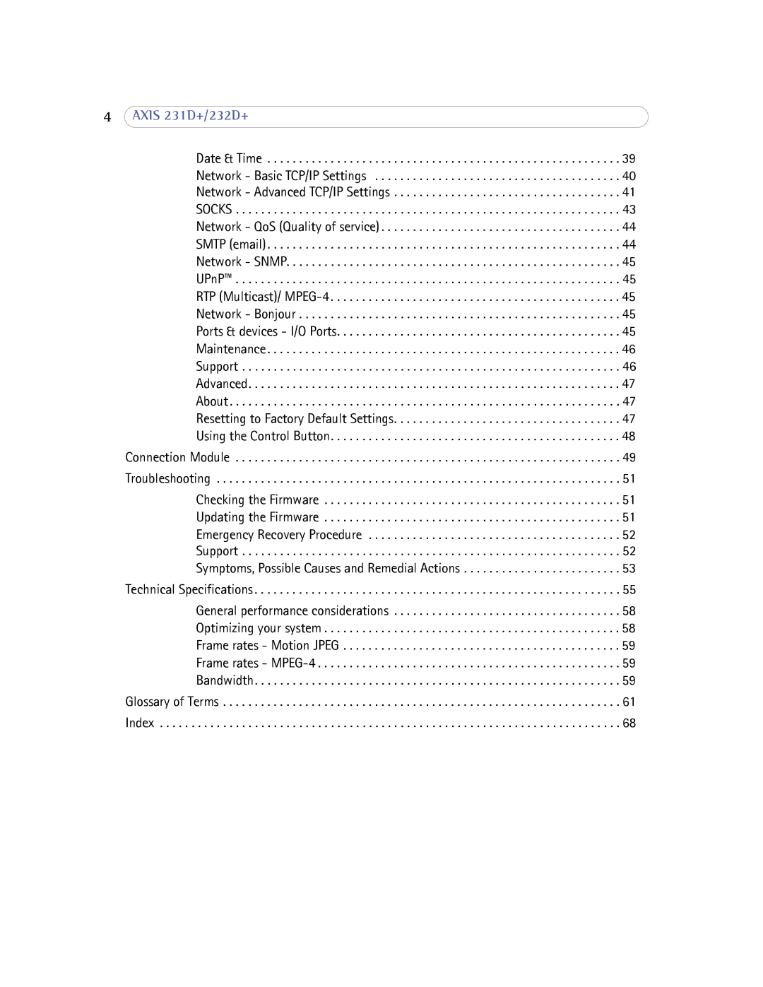 Axis Communications 232d+ user manual Axis 231D+/232D+ 