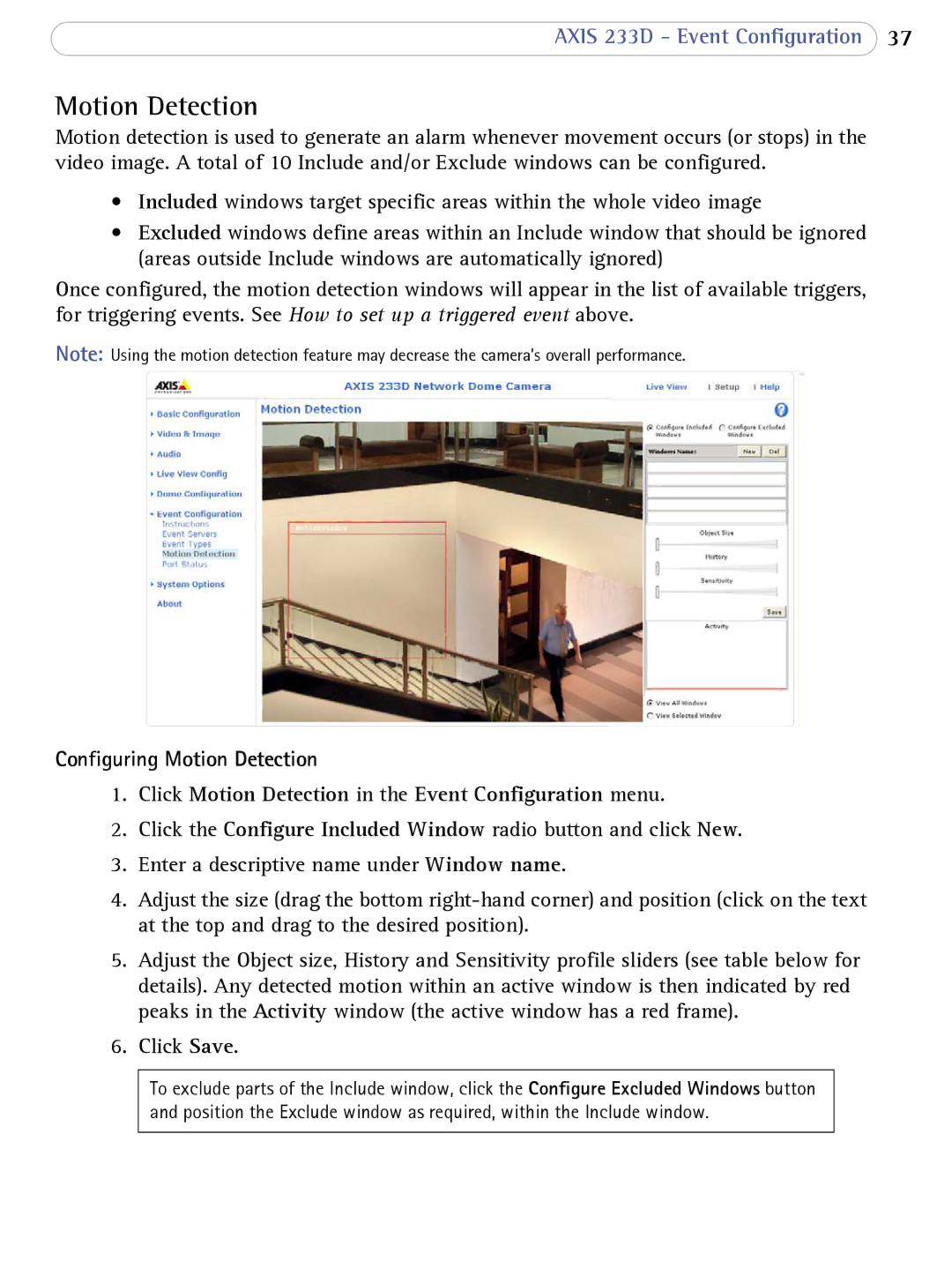 Axis Communications 233D user manual Motion Detection 