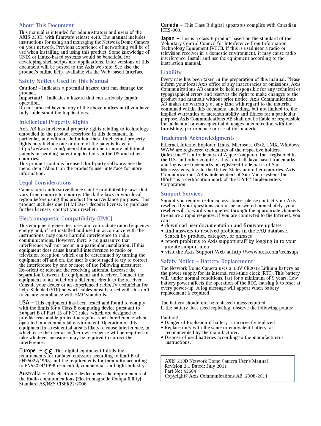 Axis Communications 233D user manual About This Document 