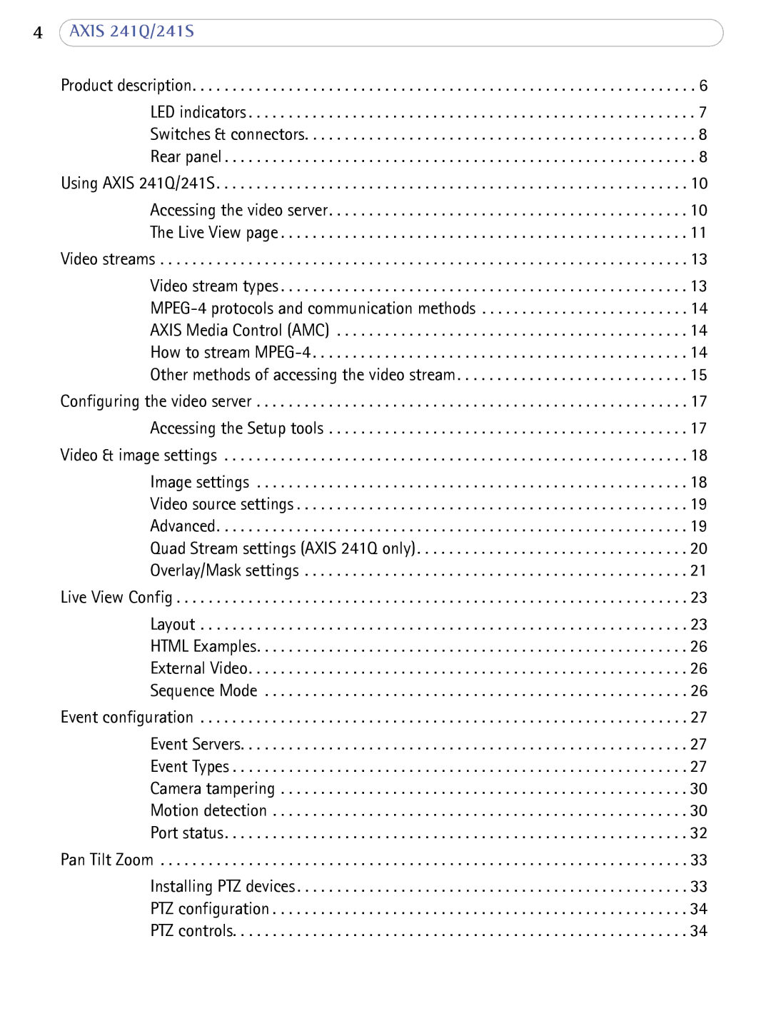 Axis Communications user manual Axis 241Q/241S 