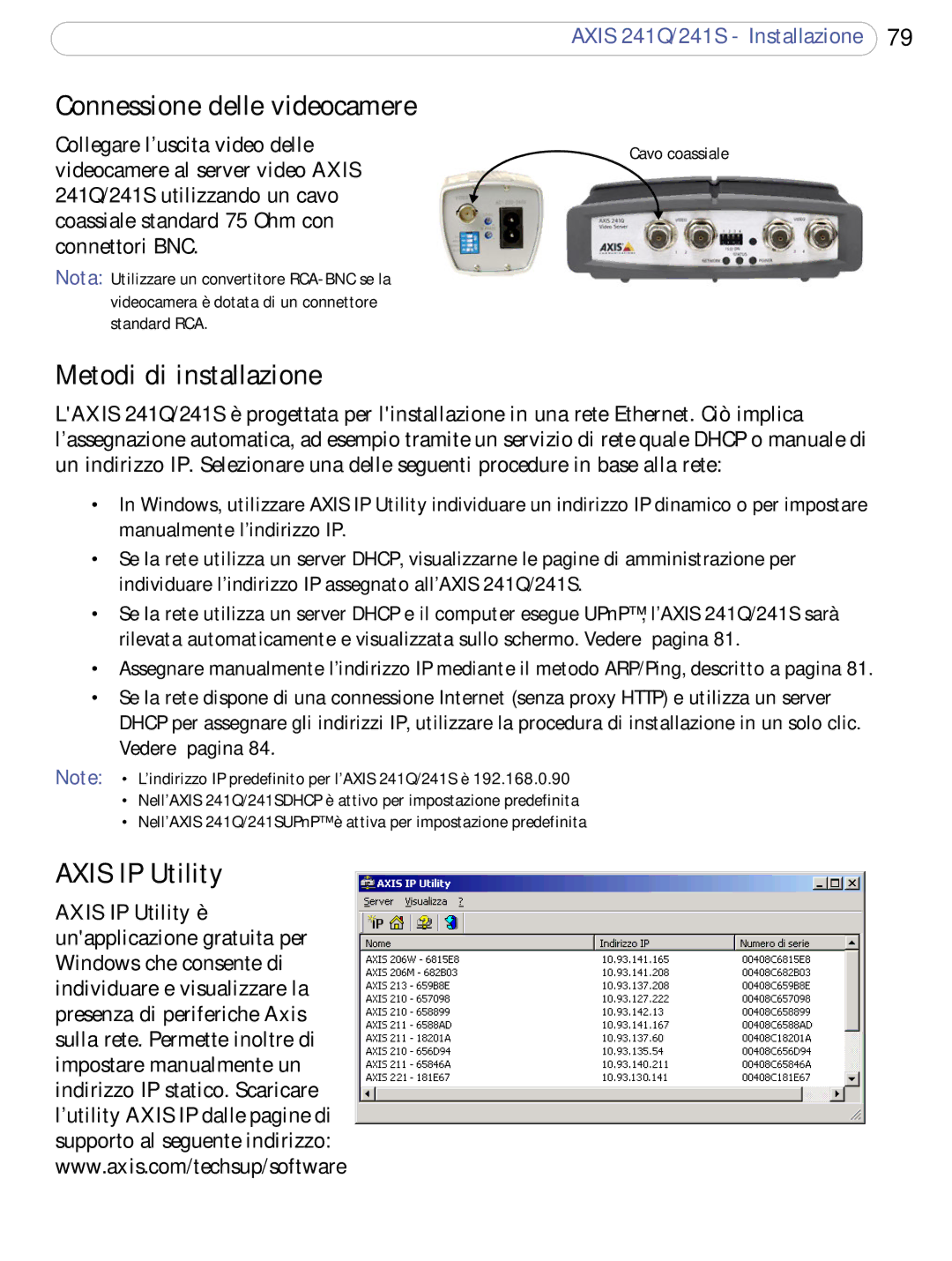 Axis Communications 241Q, 241S user manual Metodi di installazione, Connessione delle videocamere 