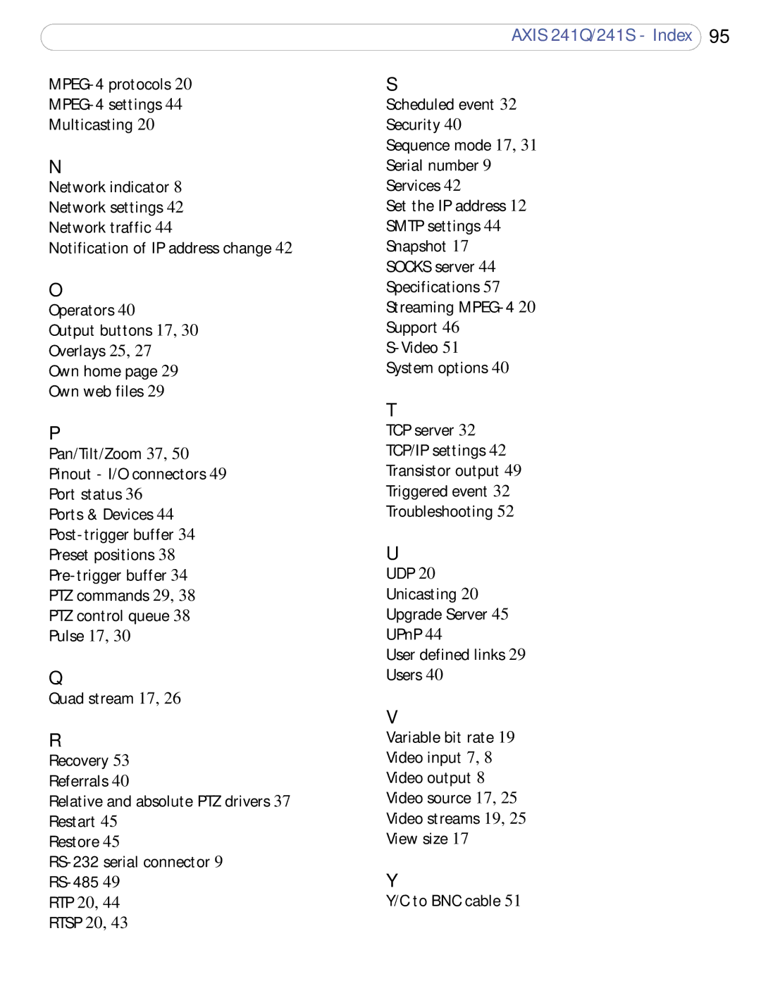 Axis Communications 241Q, 241S user manual MPEG-4 protocols MPEG-4 settings Multicasting 